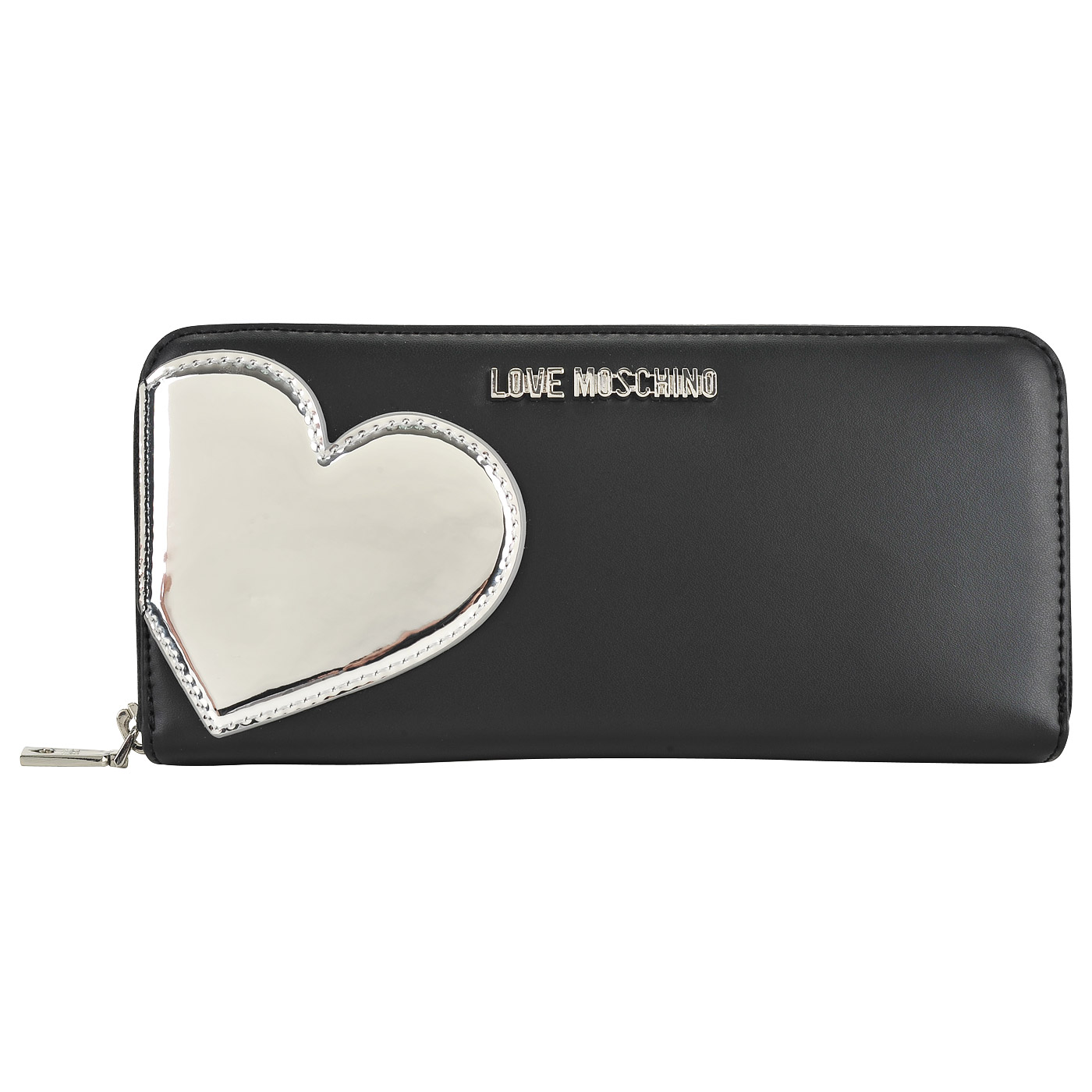 Черное портмоне с серебряной аппликацией Love Moschino
