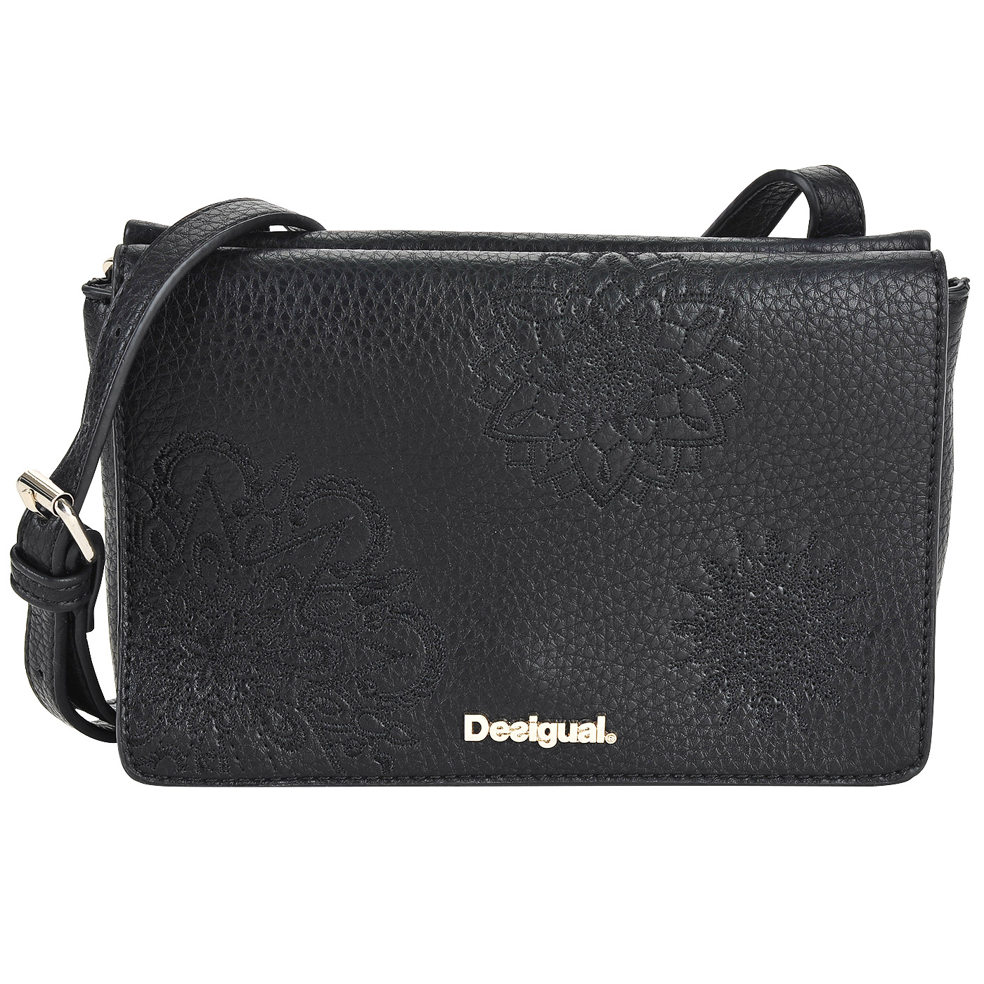 Черная сумка с декоративной вышивкой Desigual