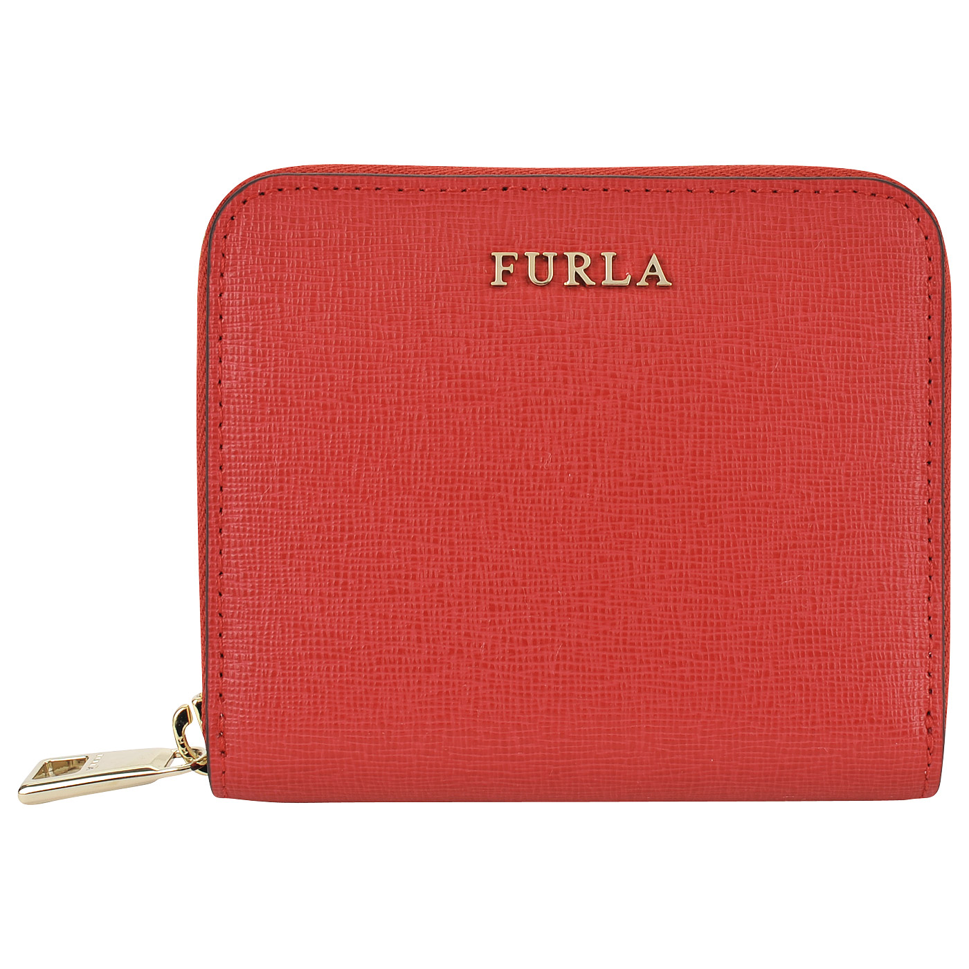 Женское компактное портмоне из сафьяновой красной кожи Furla