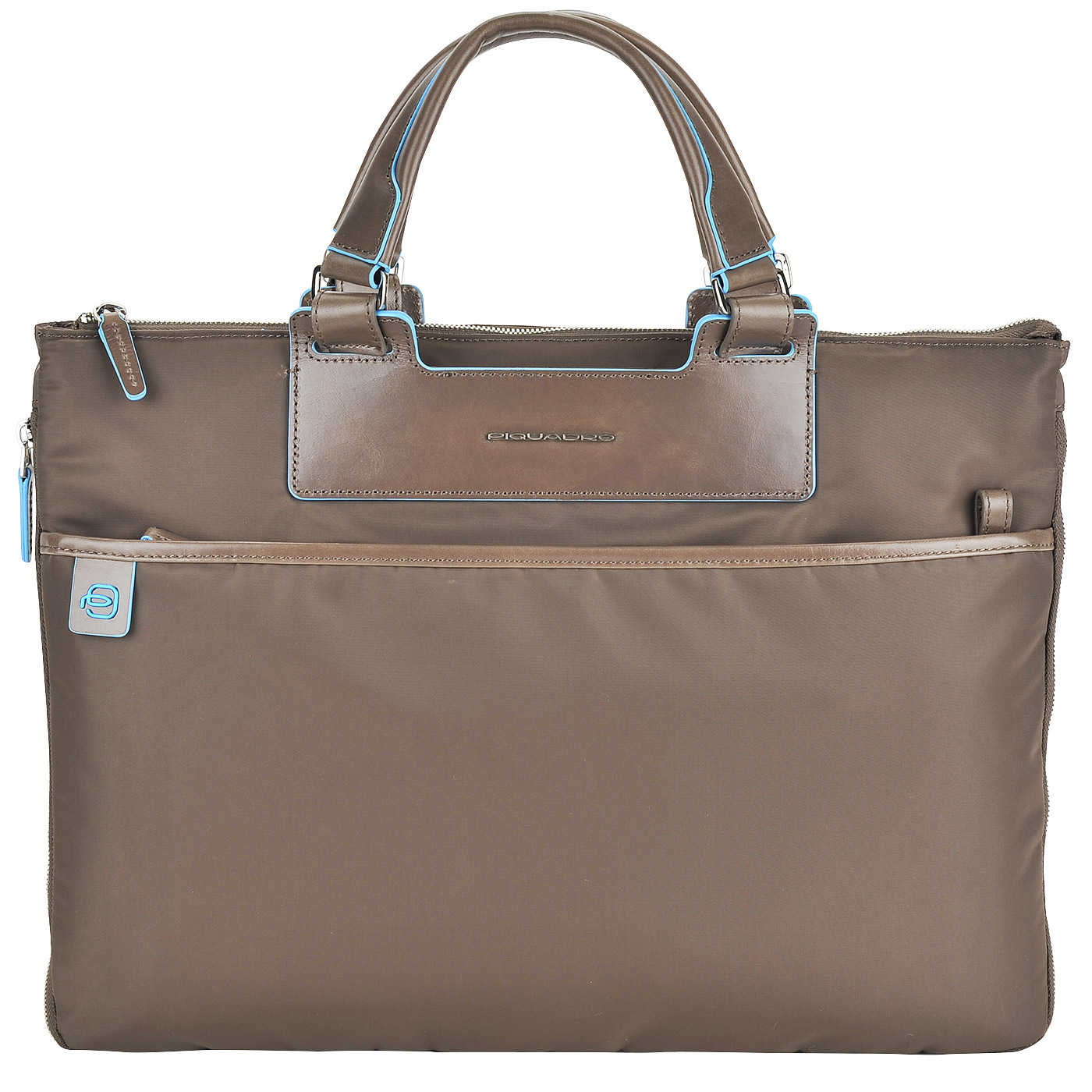 Вместительная мужская деловая сумка с комбинацией текстиля и натуральной кожи Piquadro
