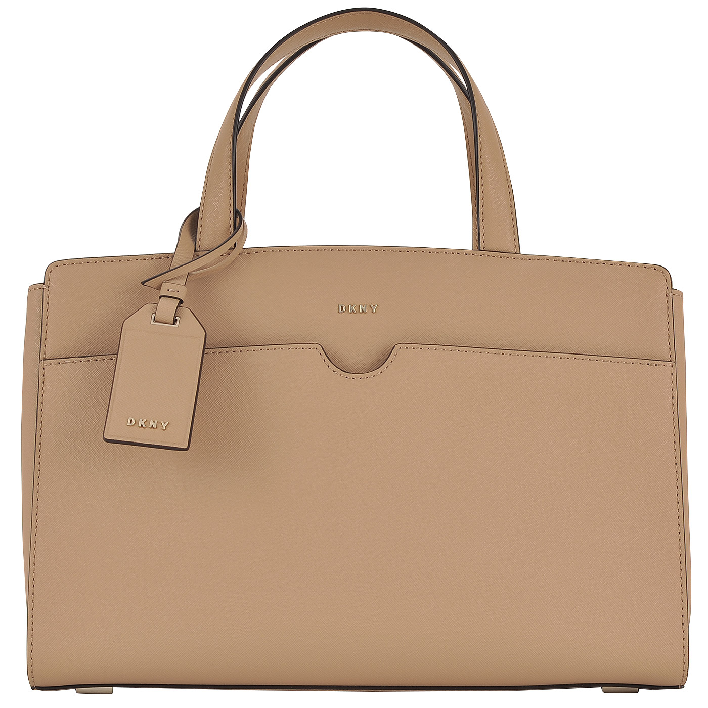 Женская сумка из сафьяновой бежевой кожи с плечевым ремешком DKNY