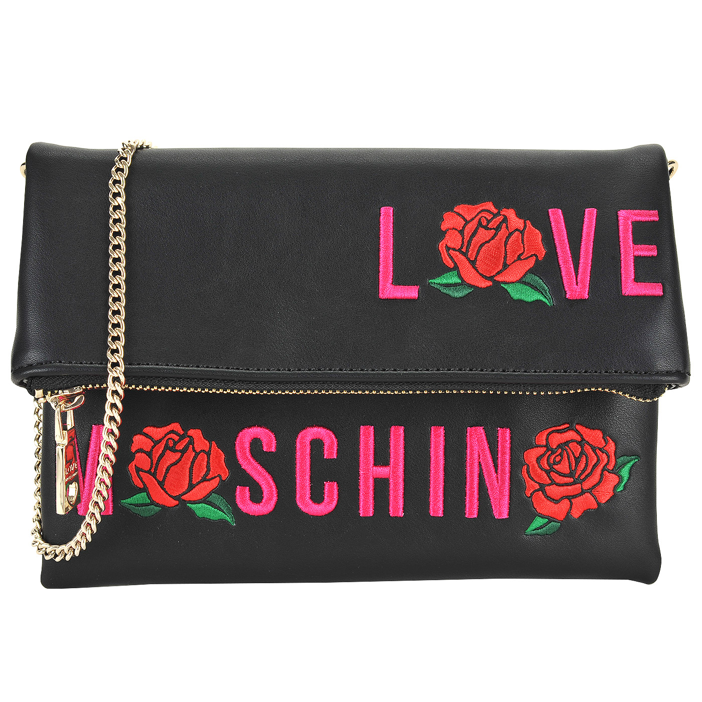 Маленькая сумка кросс-боди с цветной вышивкой Love Moschino
