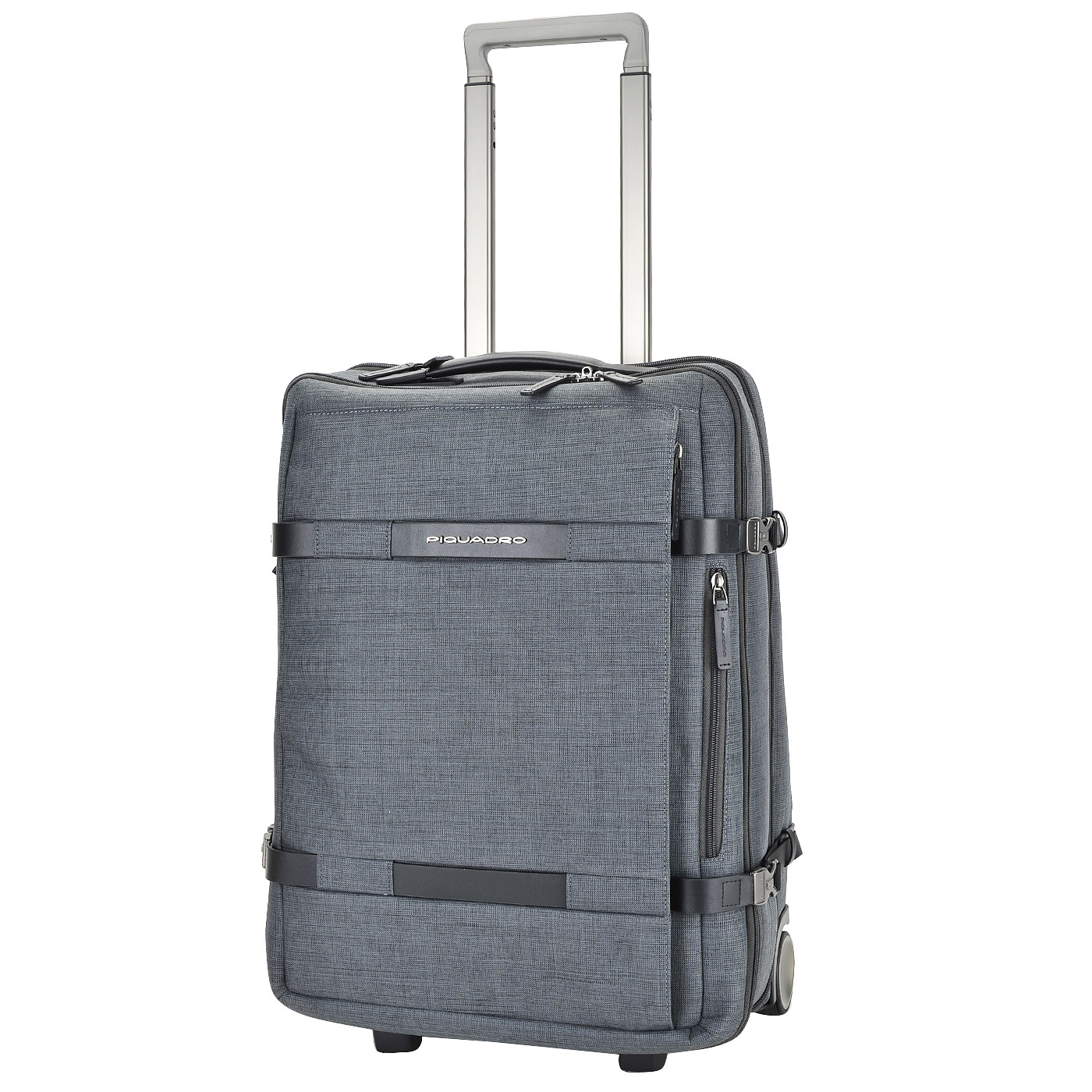 Серый текстильный чемодан с отделением под ноутбук на колесах Piquadro
