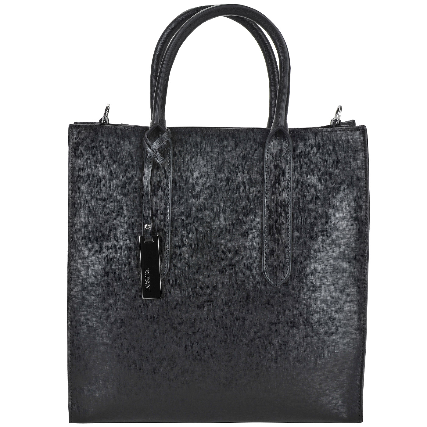 Женская сумка из черной сафьяновой кожи квадратной формы Ripani