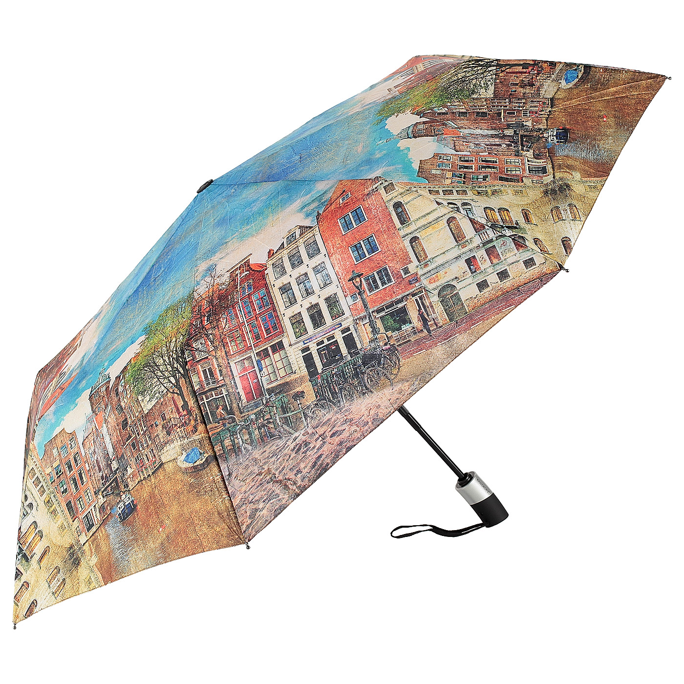 Автоматический зонт с городским принтом Raindrops