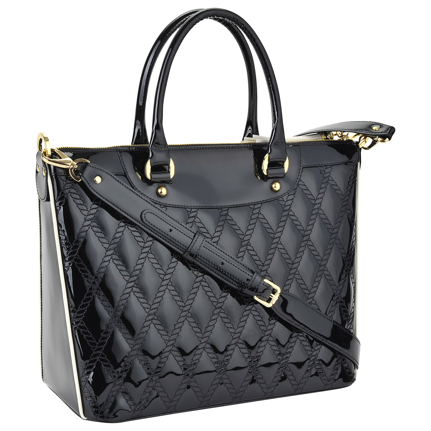 Женская черная сумка из лаковой стеганой кожи Valentino Orlandi Ilary