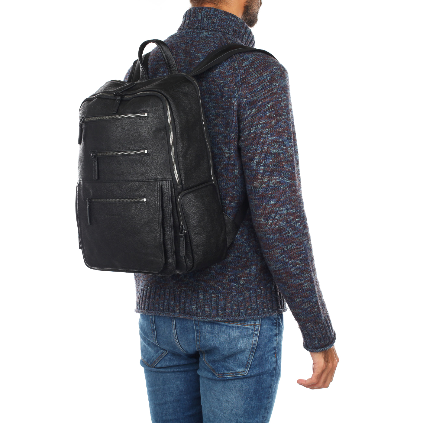 Мужской кожаный рюкзак с отделением для ноутбука Piquadro Karl