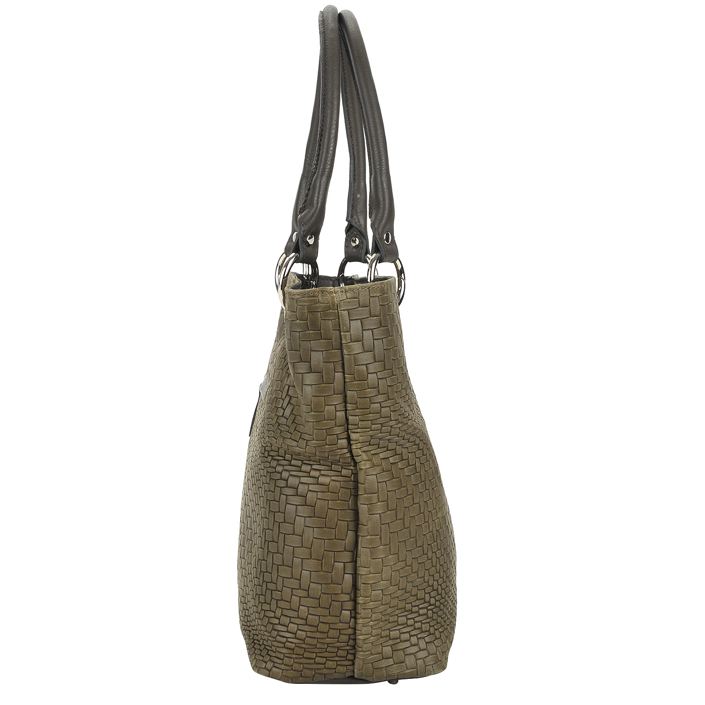 Вместительная женская сумка из натуральной кожи с тиснением Chatte 