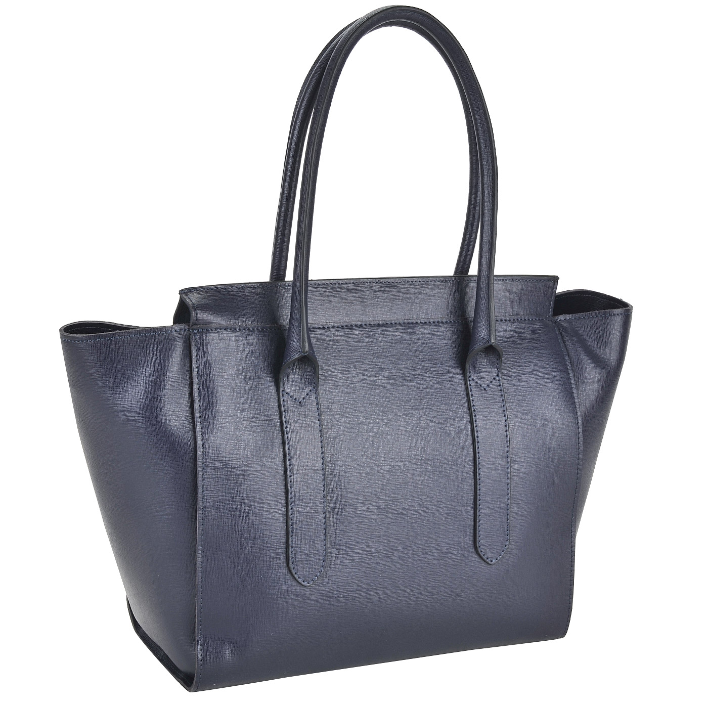 Вместительная женская сумка из синей сафьяновой кожи Ripani Cannella