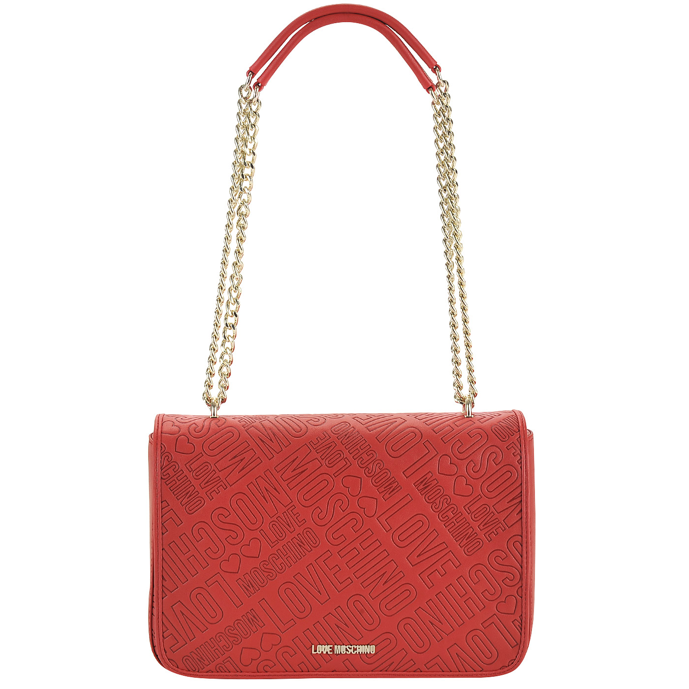 Love Moschino Женская красная сумка с длинными ручками и откидным клапаном