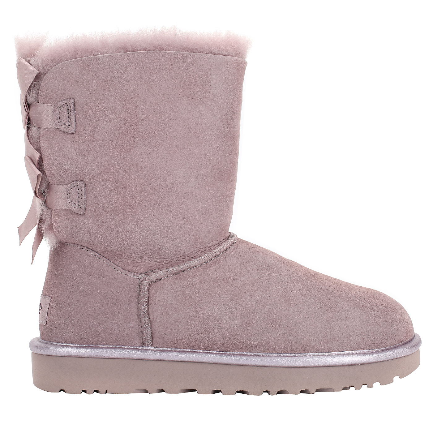 UGG Розовые замшевые угги с атласными ленточками