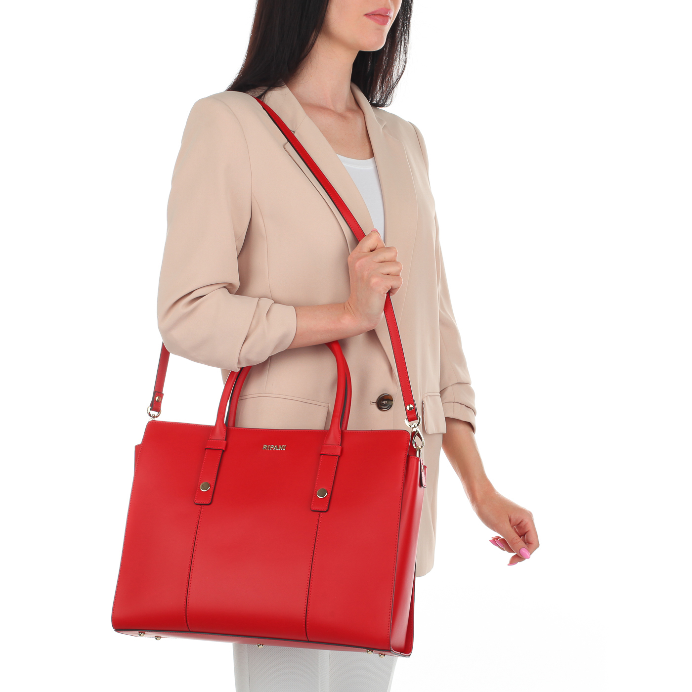 Красная кожаная сумка Ripani Business