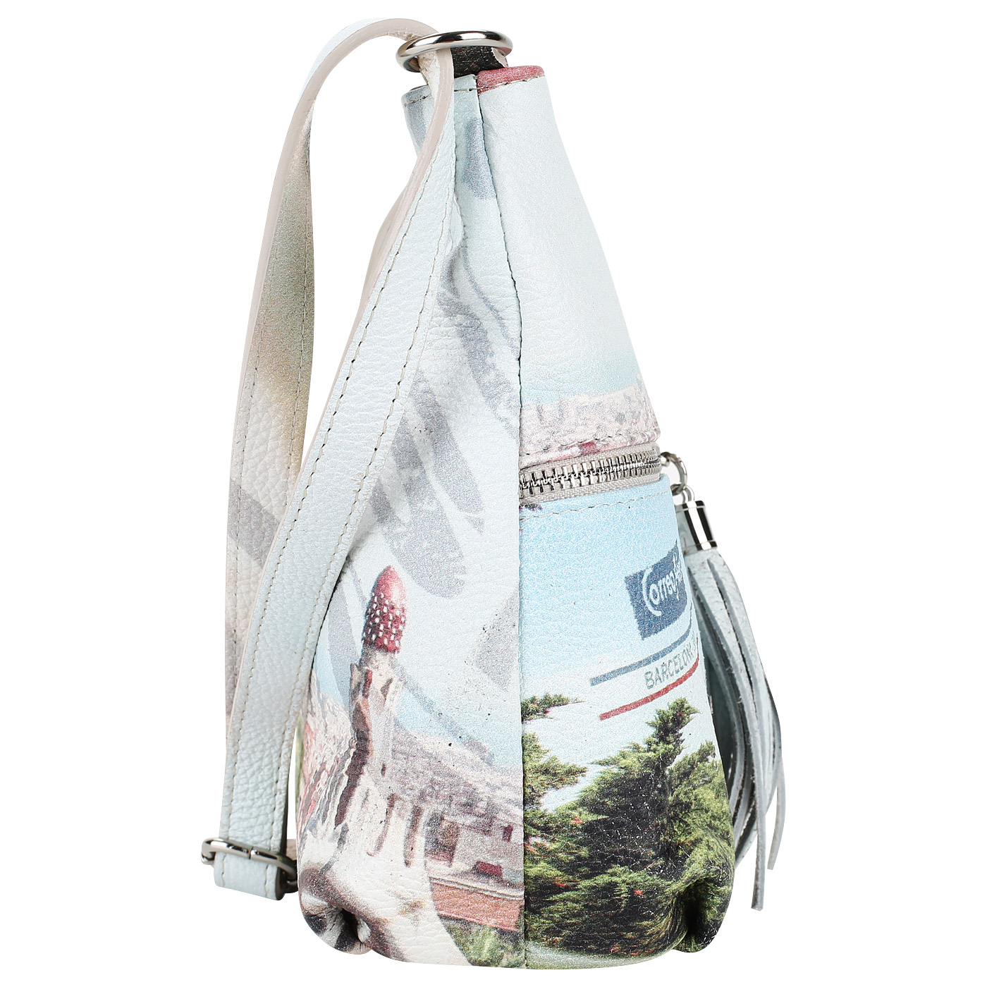 Женская сумка из мягкой натуральной кожи с принтом Acquanegra Barcelona