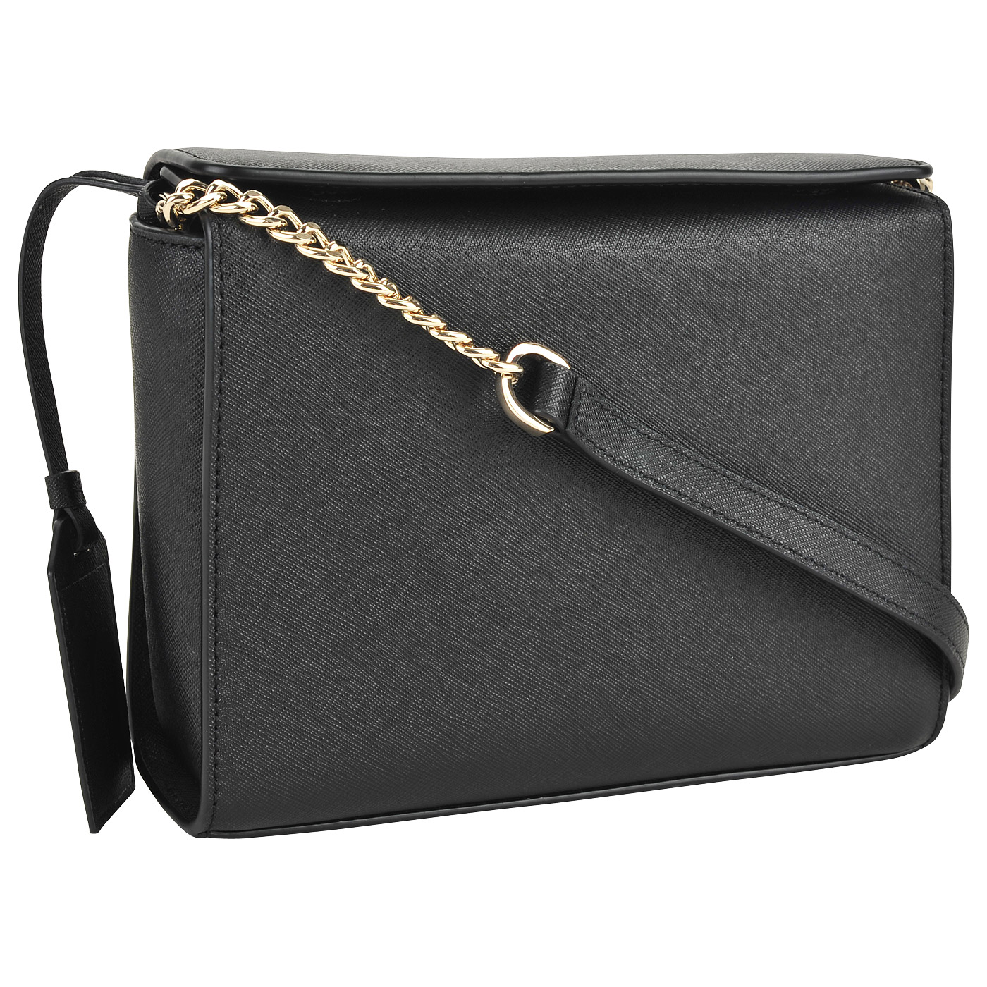 Маленькая черная сумка из сафьяновой кожи через плечо DKNY Saffiano