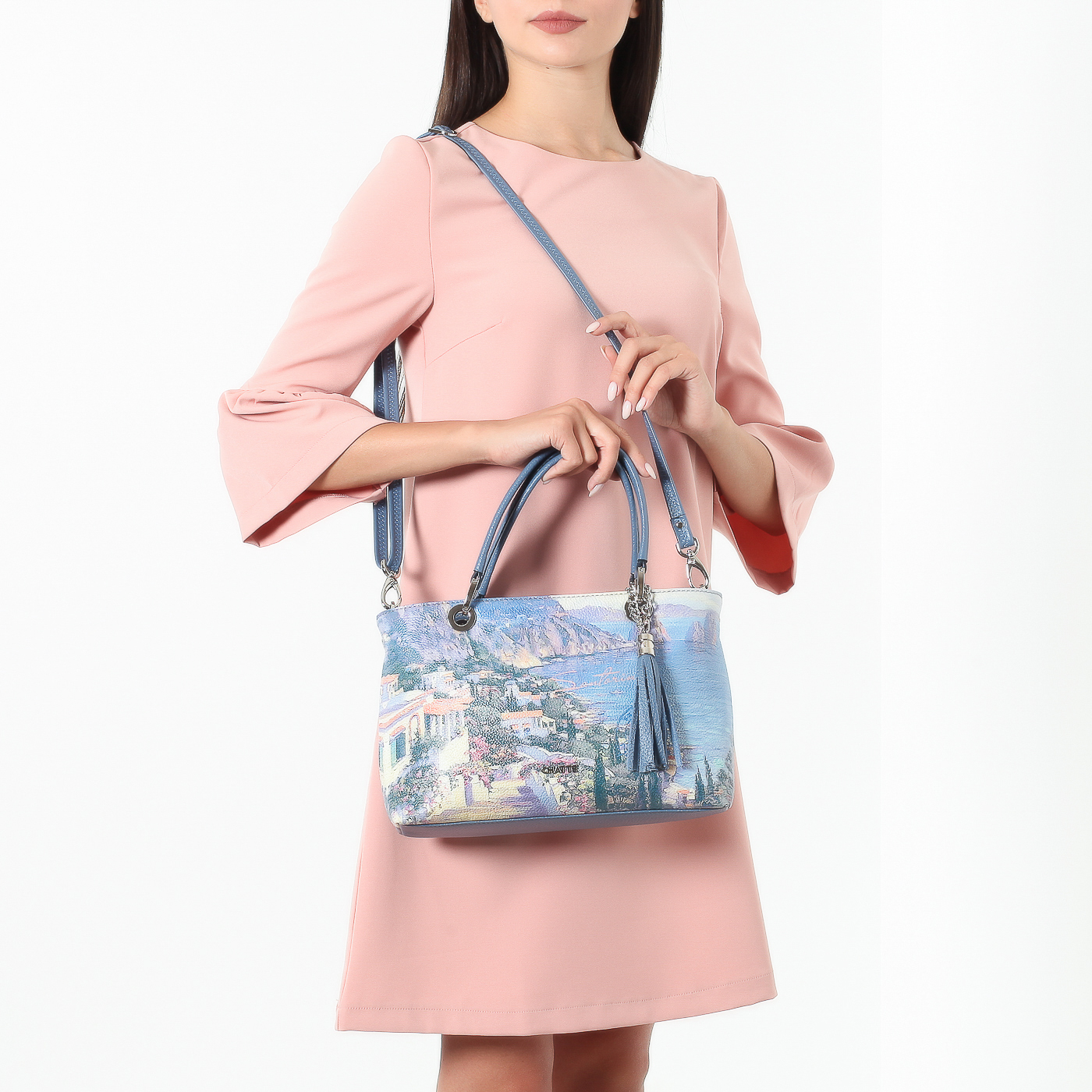 Кожаная сумка с принтом Chatte 