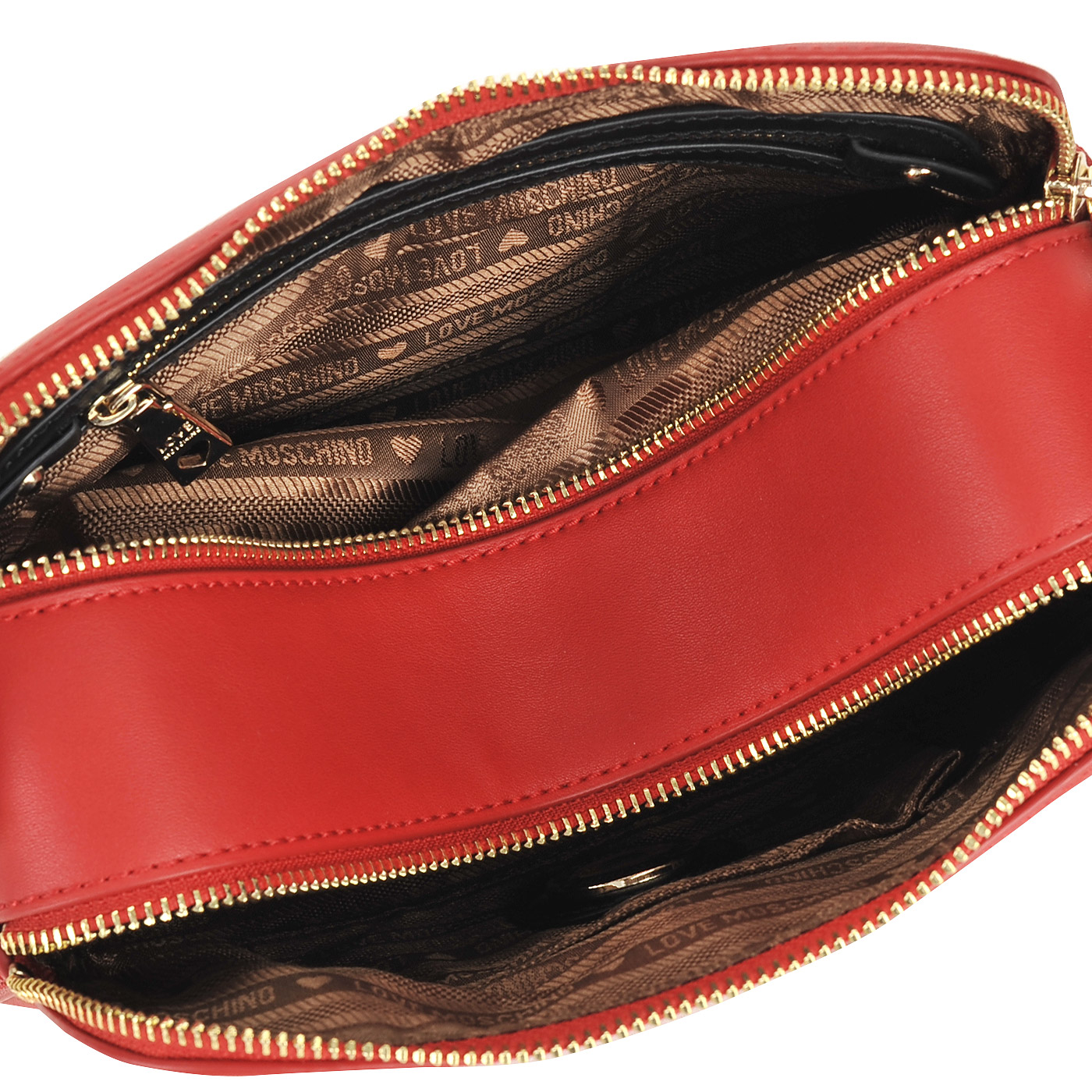 Красная сумка кросс-боди с аппликацией и съемным брелоком Love Moschino Girls  and  hearts