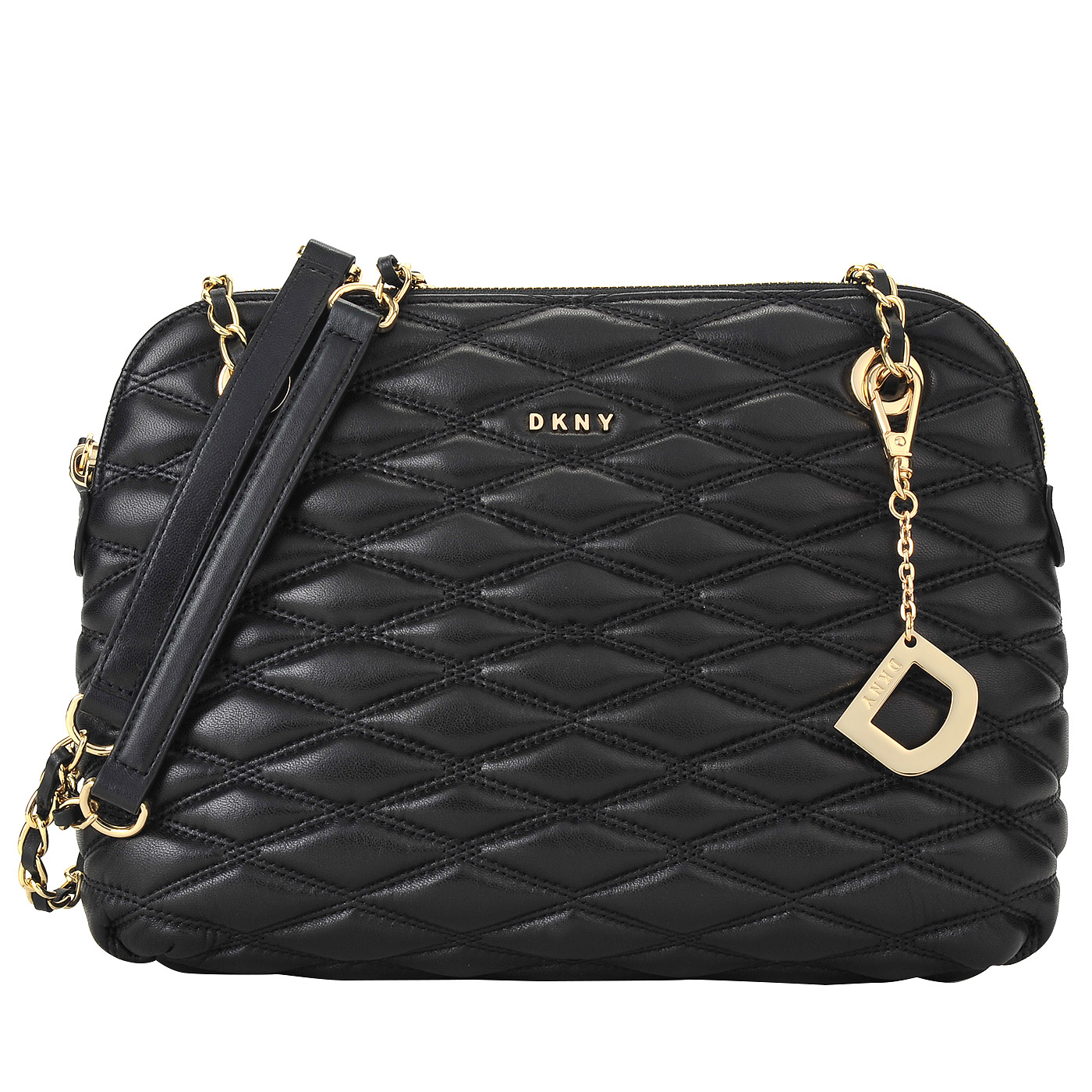 DKNY Стеганая женская сумка из черной кожи