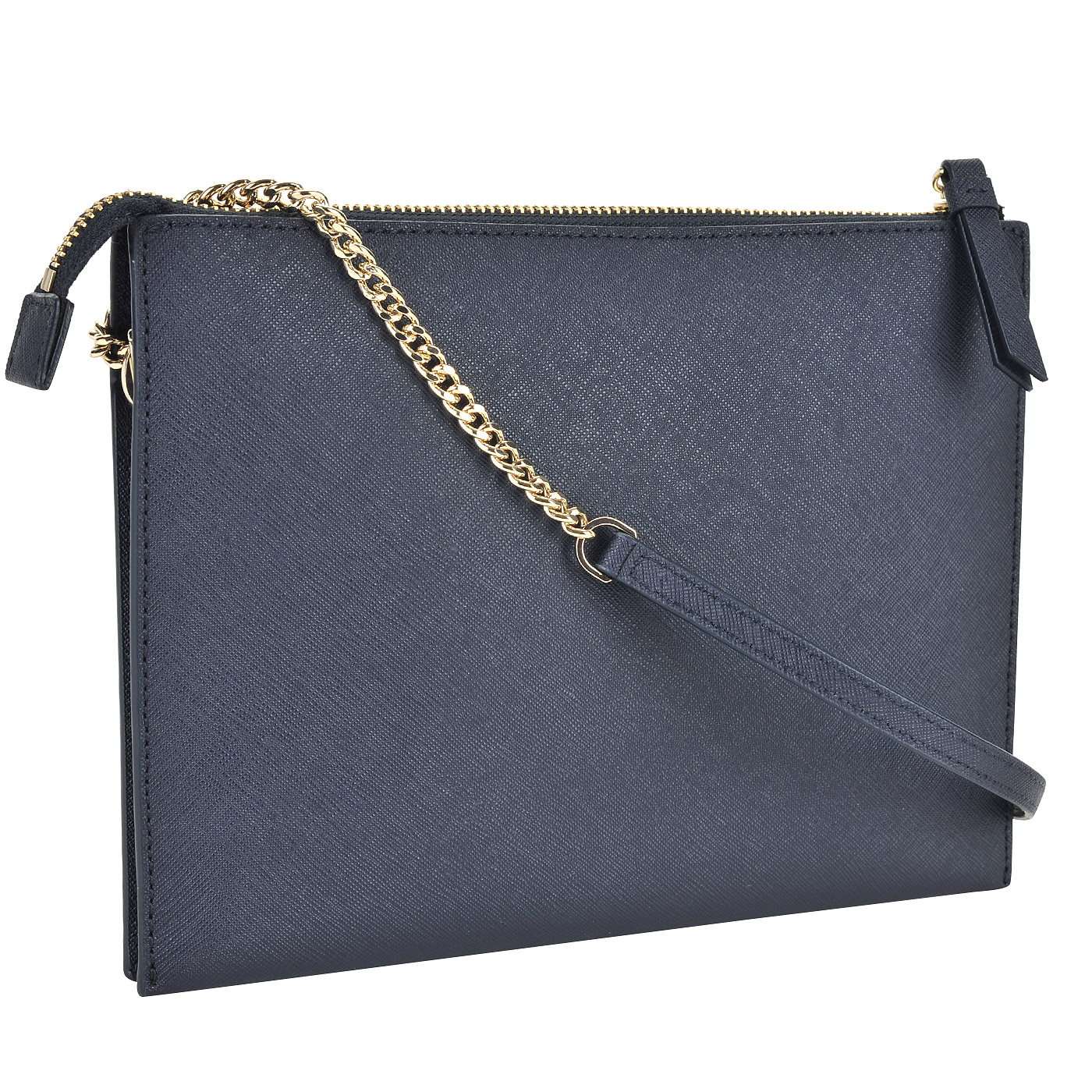 Женская сумочка из сафьяновой синей кожи через плечо DKNY Saffiano