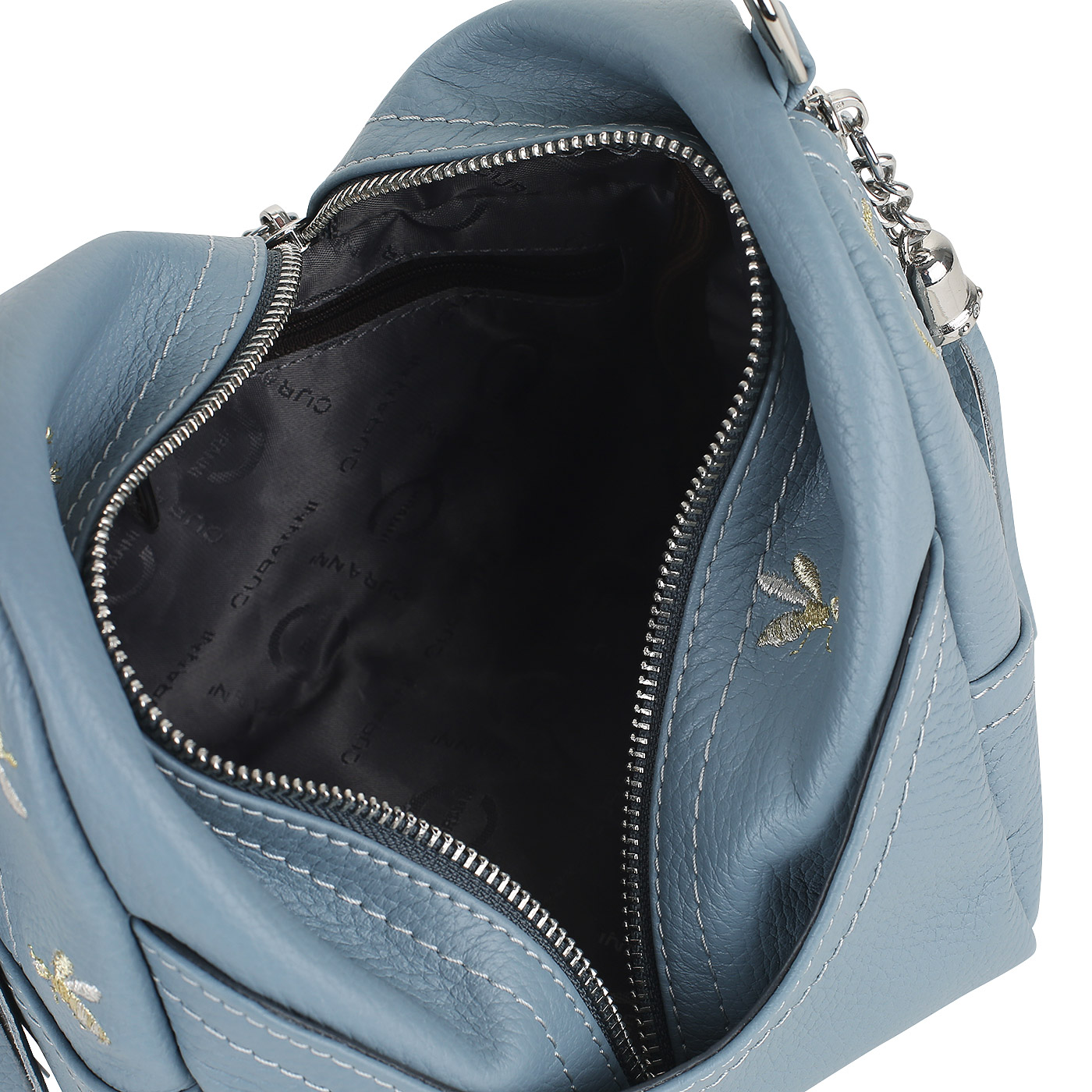 Кожаная сумка с вышивкой Curanni 