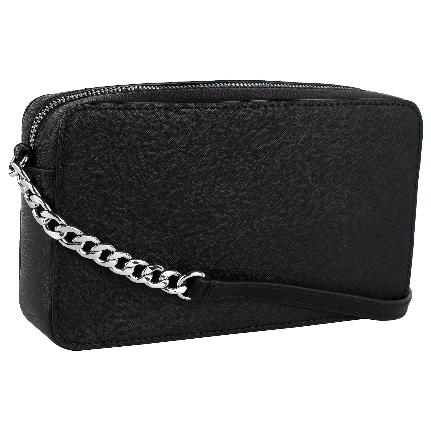 Маленькая черная сумка кросс-боди из натуральной сафьяновой кожи Michael Kors Jet set travel