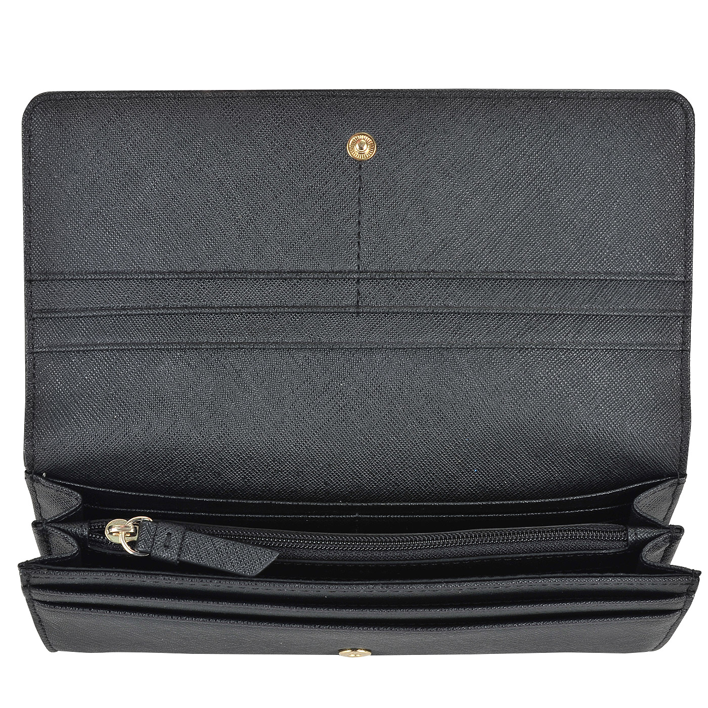 Женское портмоне из сафьяновой черной кожи DKNY Saffiano