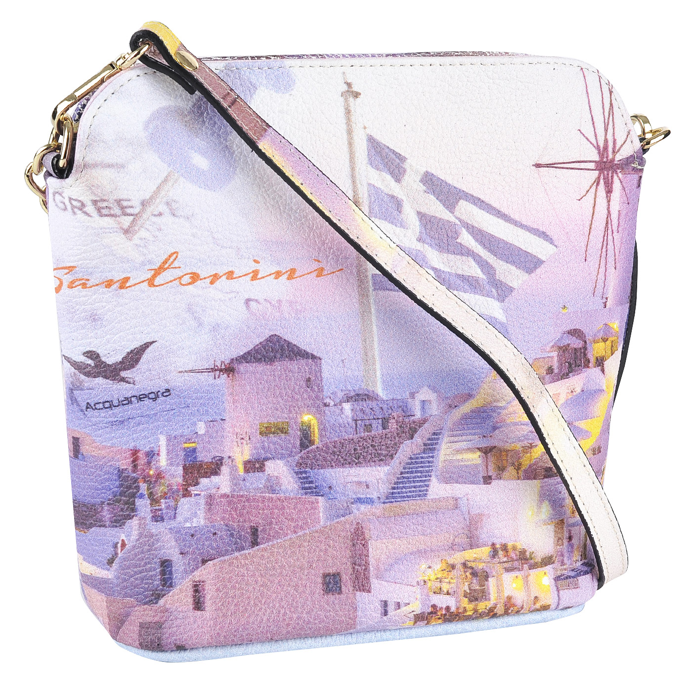Женская кожаная сумка с принтом Acquanegra Santorini