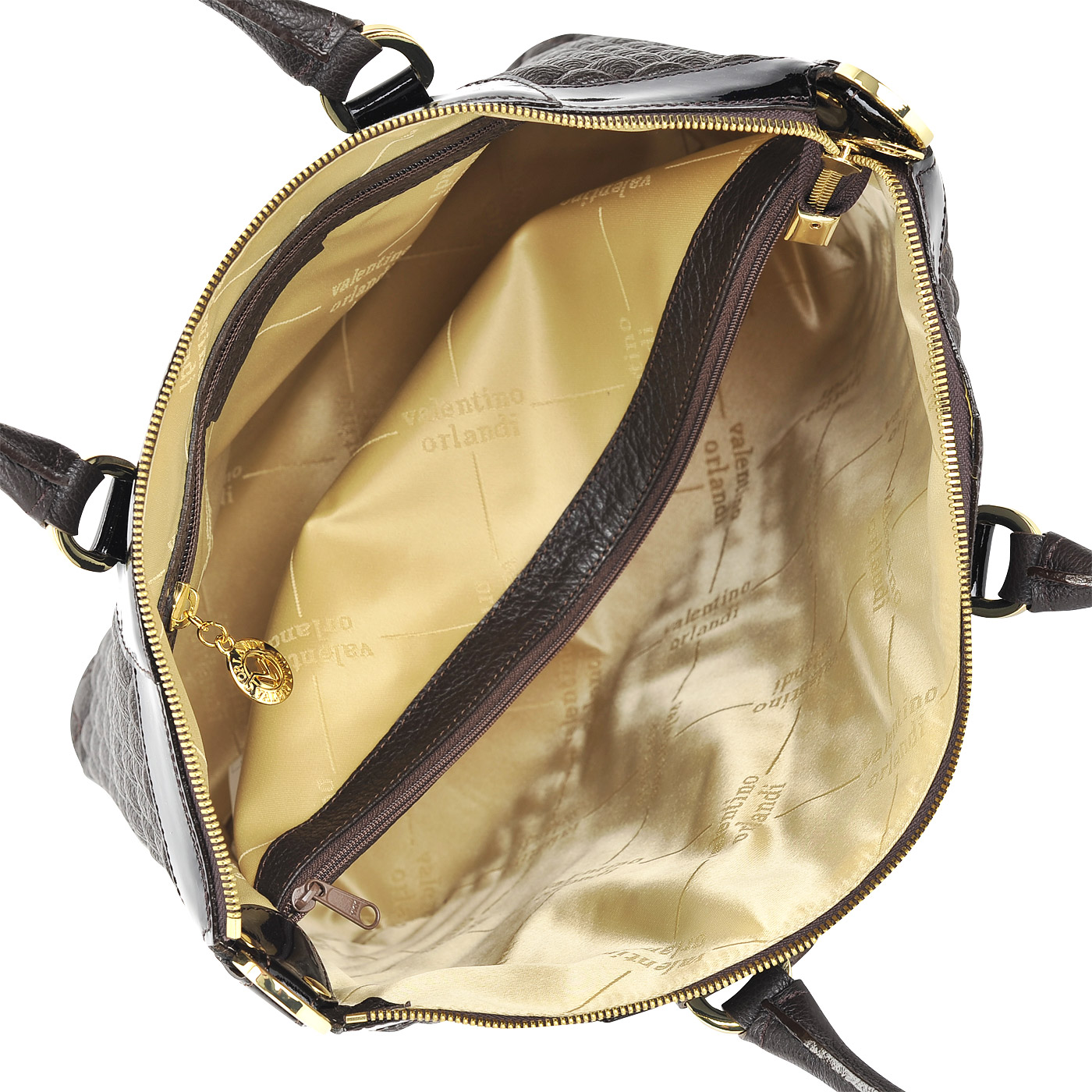 Женская стеганая сумка из зернистой кожи с лаковыми вставками Valentino Orlandi Marika