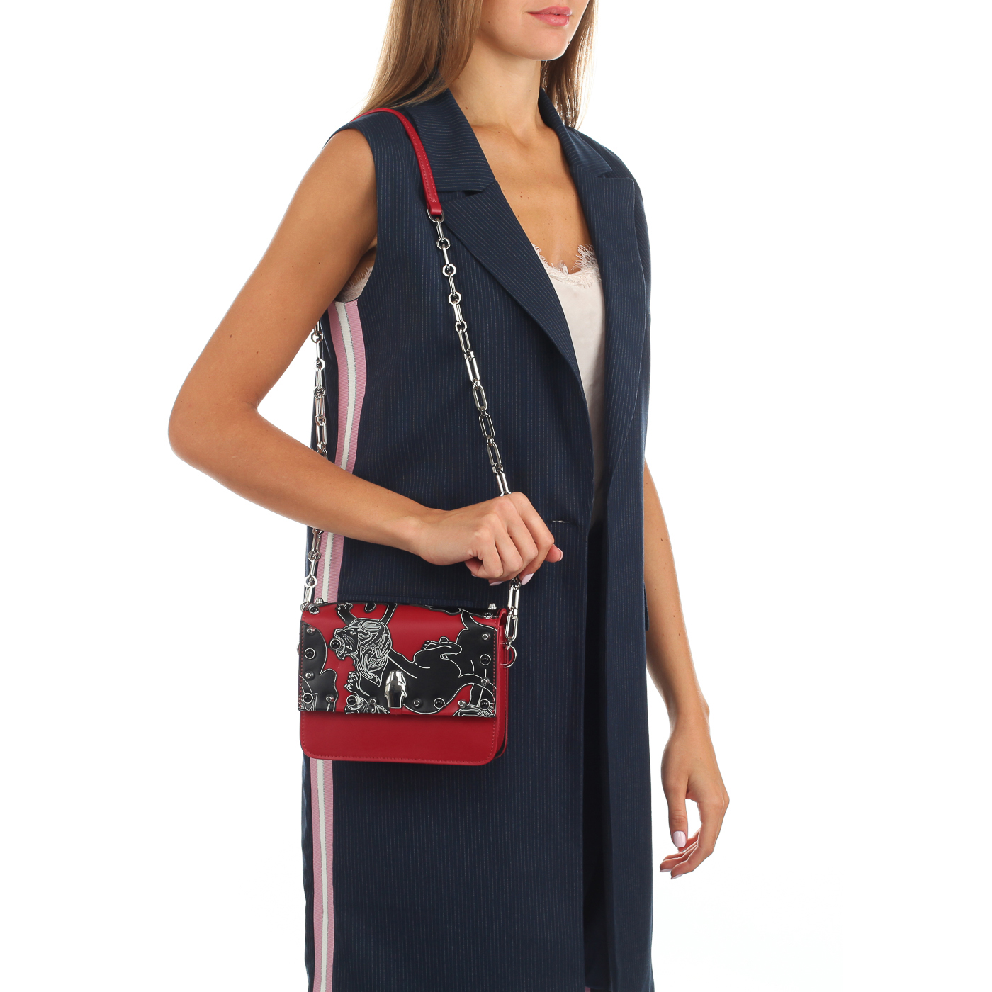 Красная сумочка с аппликацией Cavalli Class Milano Rmx