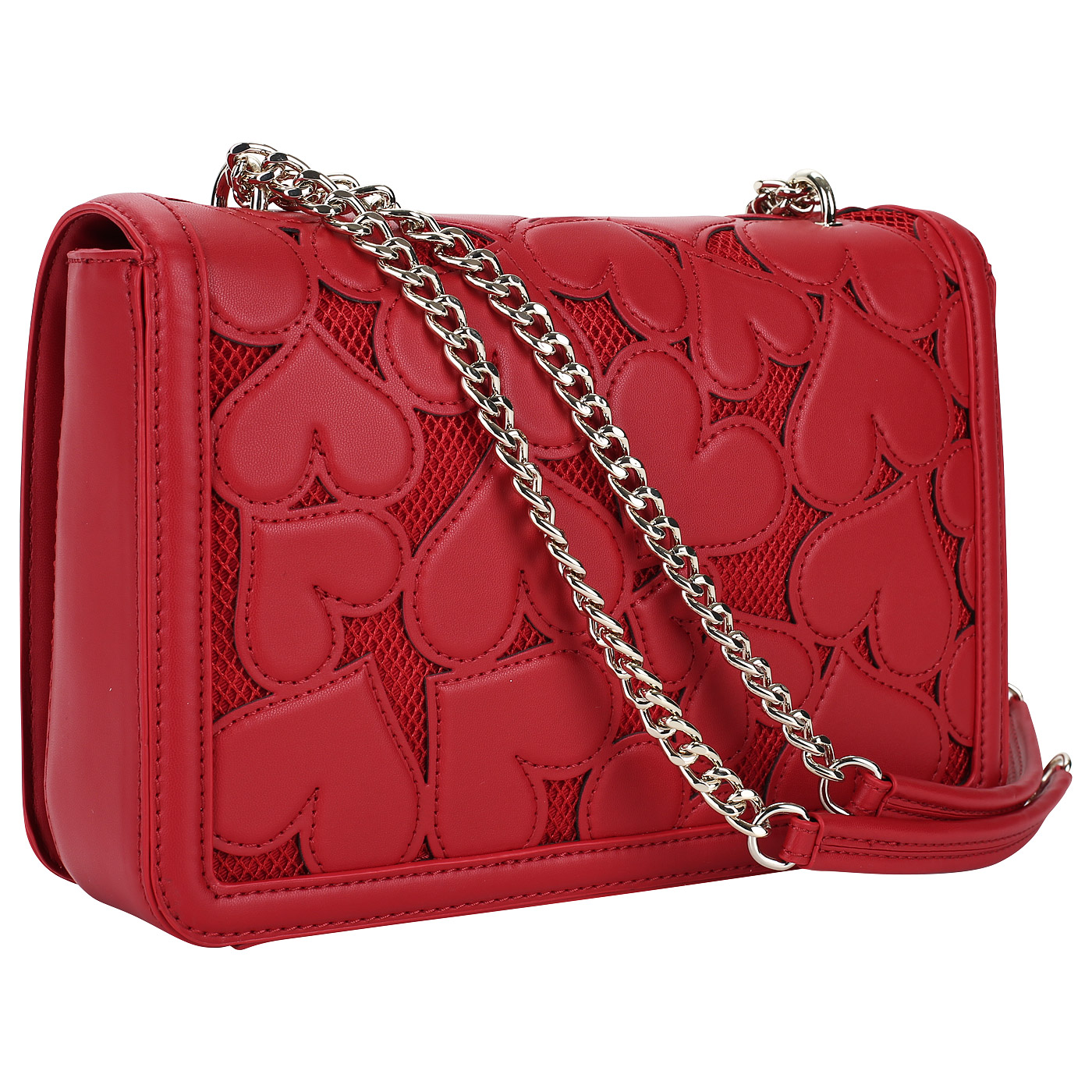 Красная женская сумочка с декором Love Moschino Love Intarsia