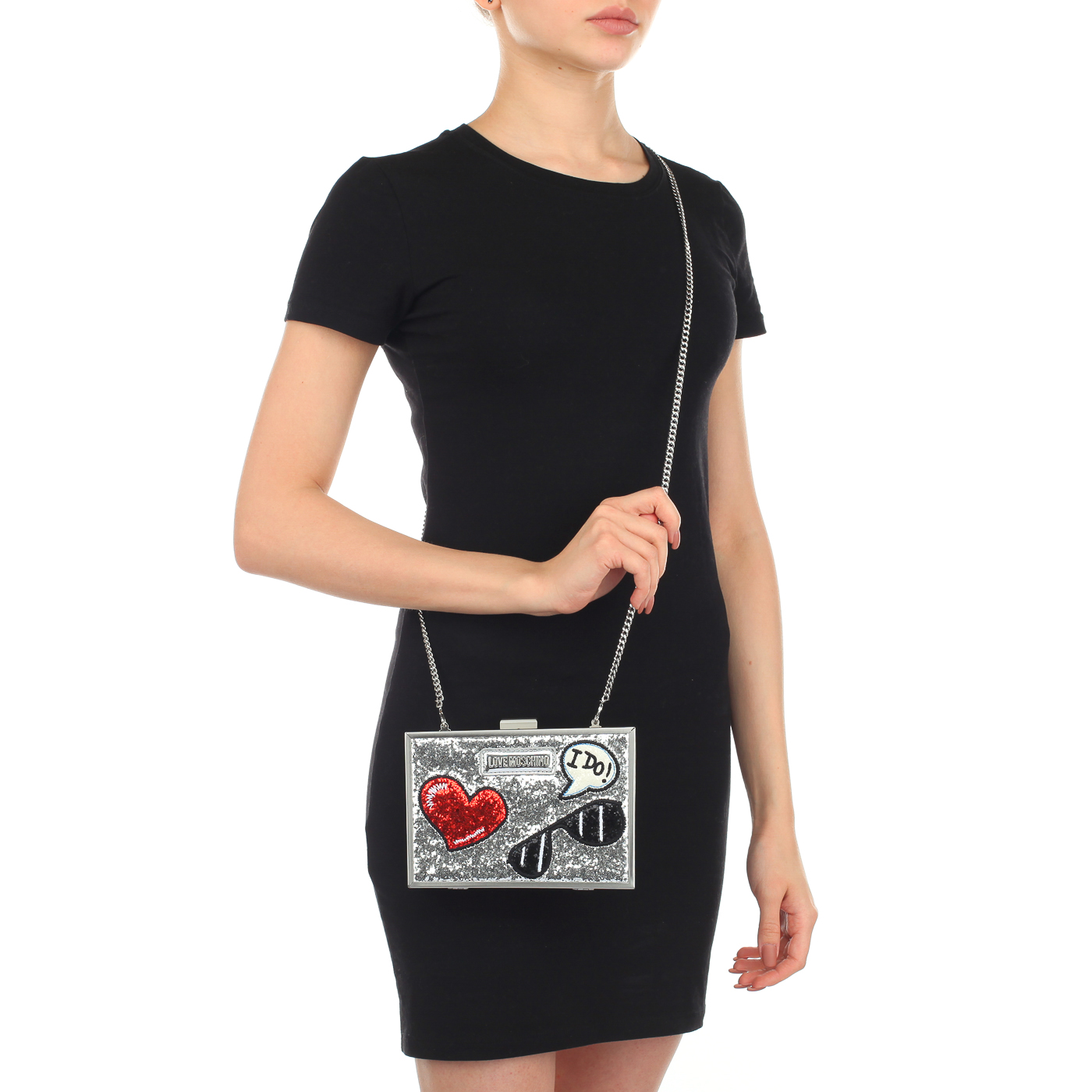 Маленькая женская сумочка с плечевой цепочкой Love Moschino Sparkling