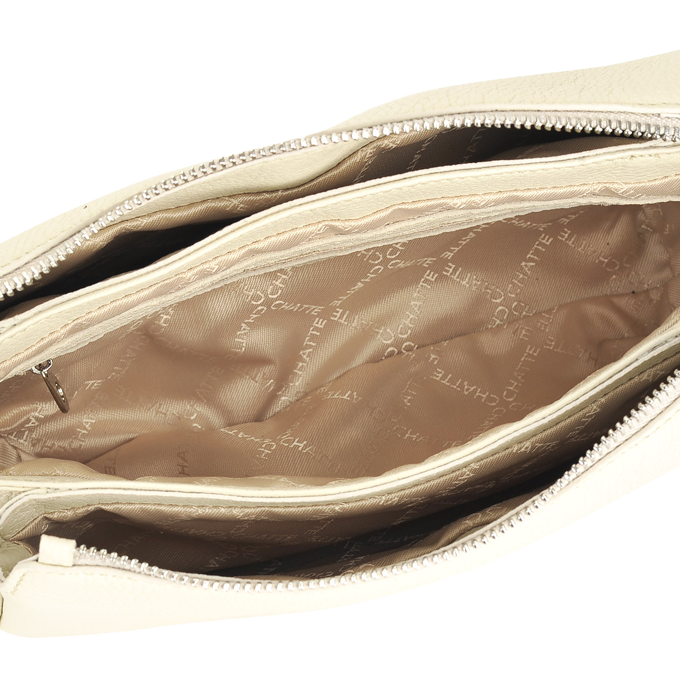 Маленькая бежевая сумка из натуральной кожи Chatte 