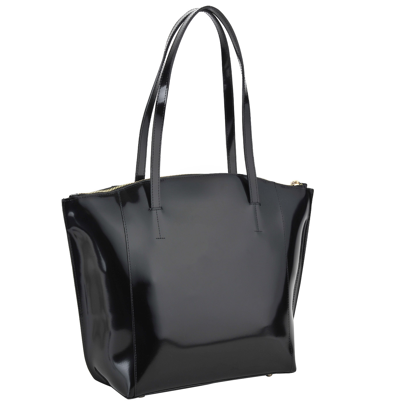 Вместительная черная сумка из лакированной кожи Aurelli 