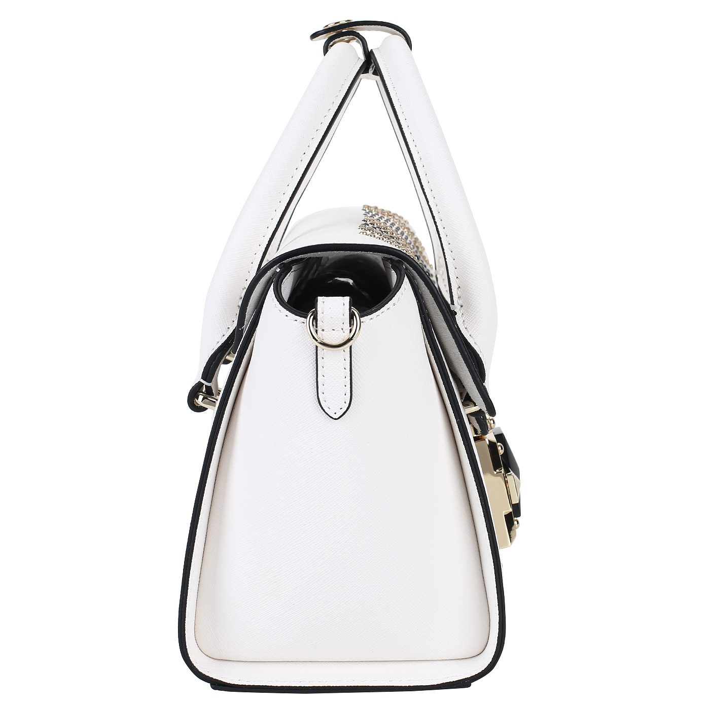 Белая сумка из натурального сафьяна с декором Cromia It punky