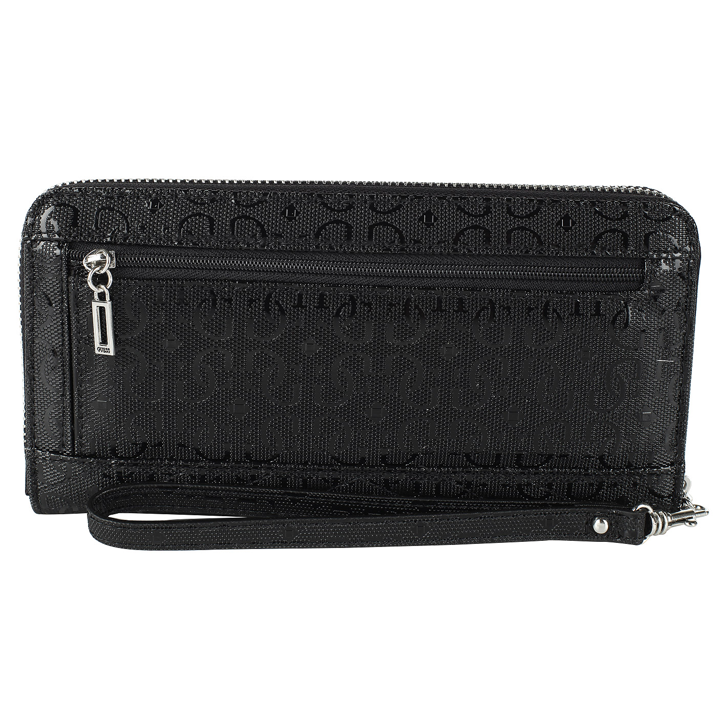 Черное портмоне со съемной петелькой для руки Guess Halley