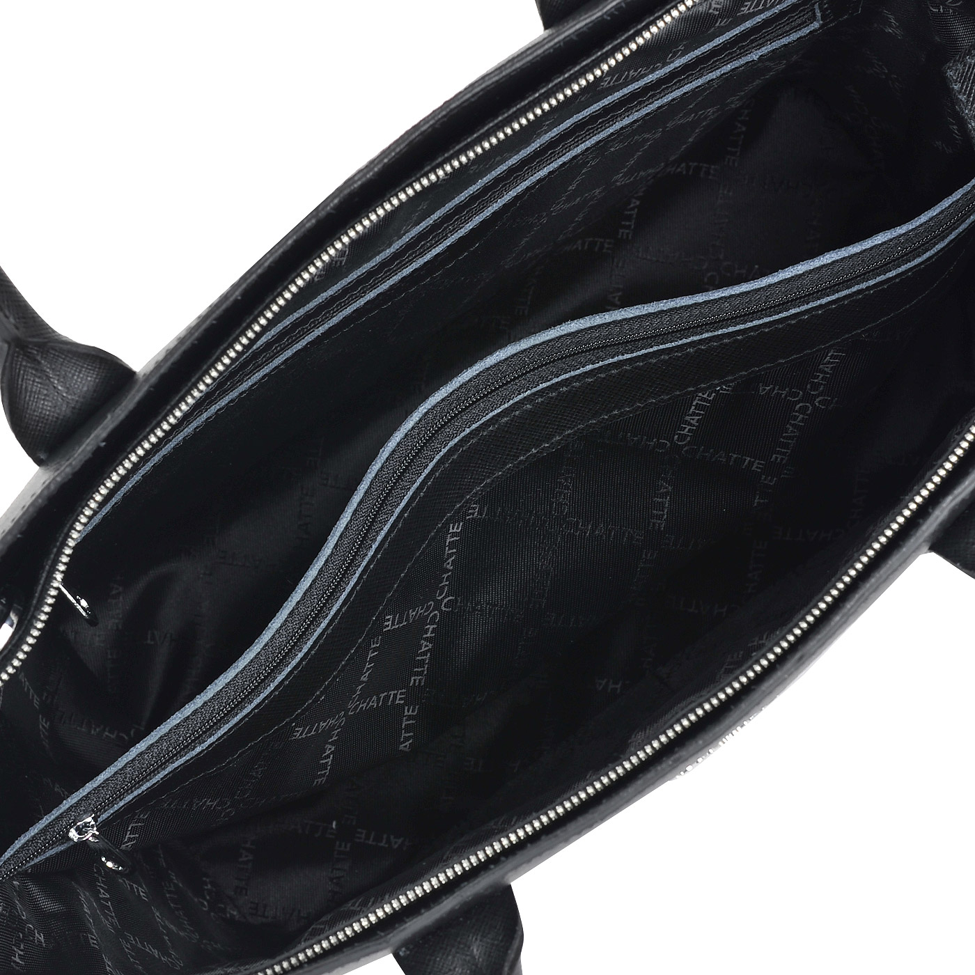 Женская сумка-трапеция из сафьяновой черной кожи с плечевым ремешком Chatte 
