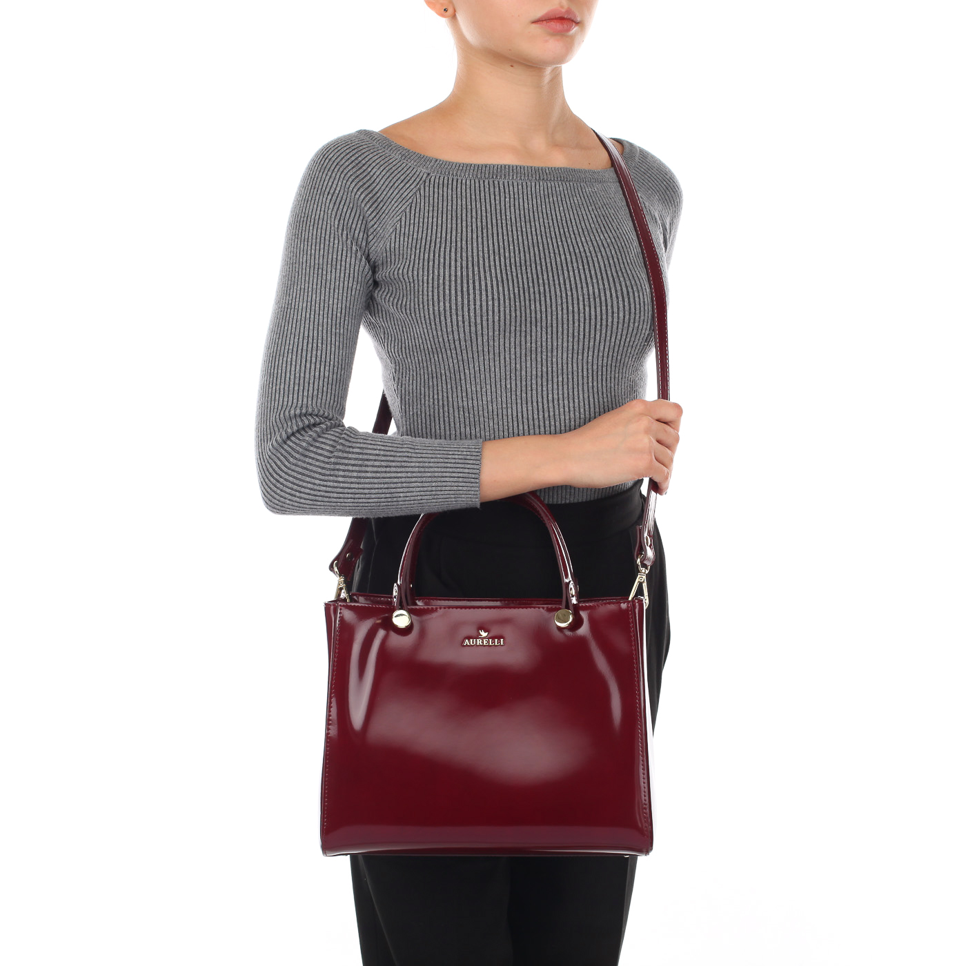 Женская бордовая сумка из лакированной кожи Aurelli 