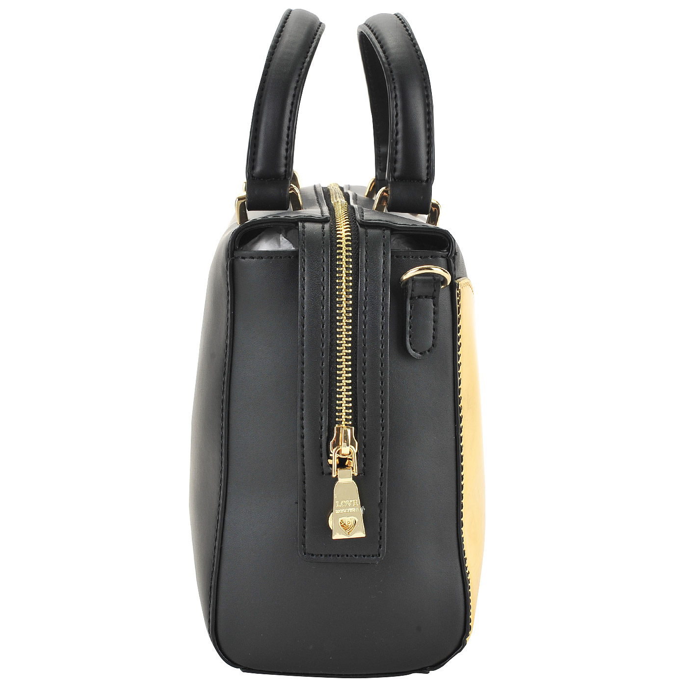 Женская черная сумка с золотой аппликацией в форме сердца Love Moschino Gold heart