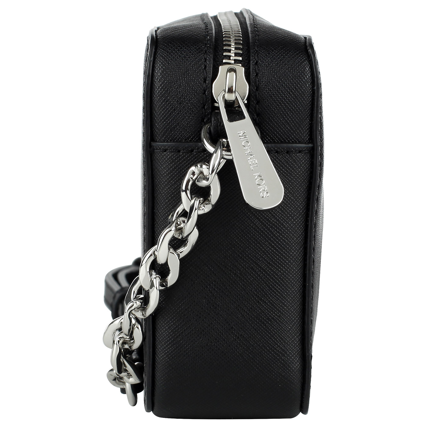 Маленькая черная сумка кросс-боди из натуральной сафьяновой кожи Michael Kors Jet set travel