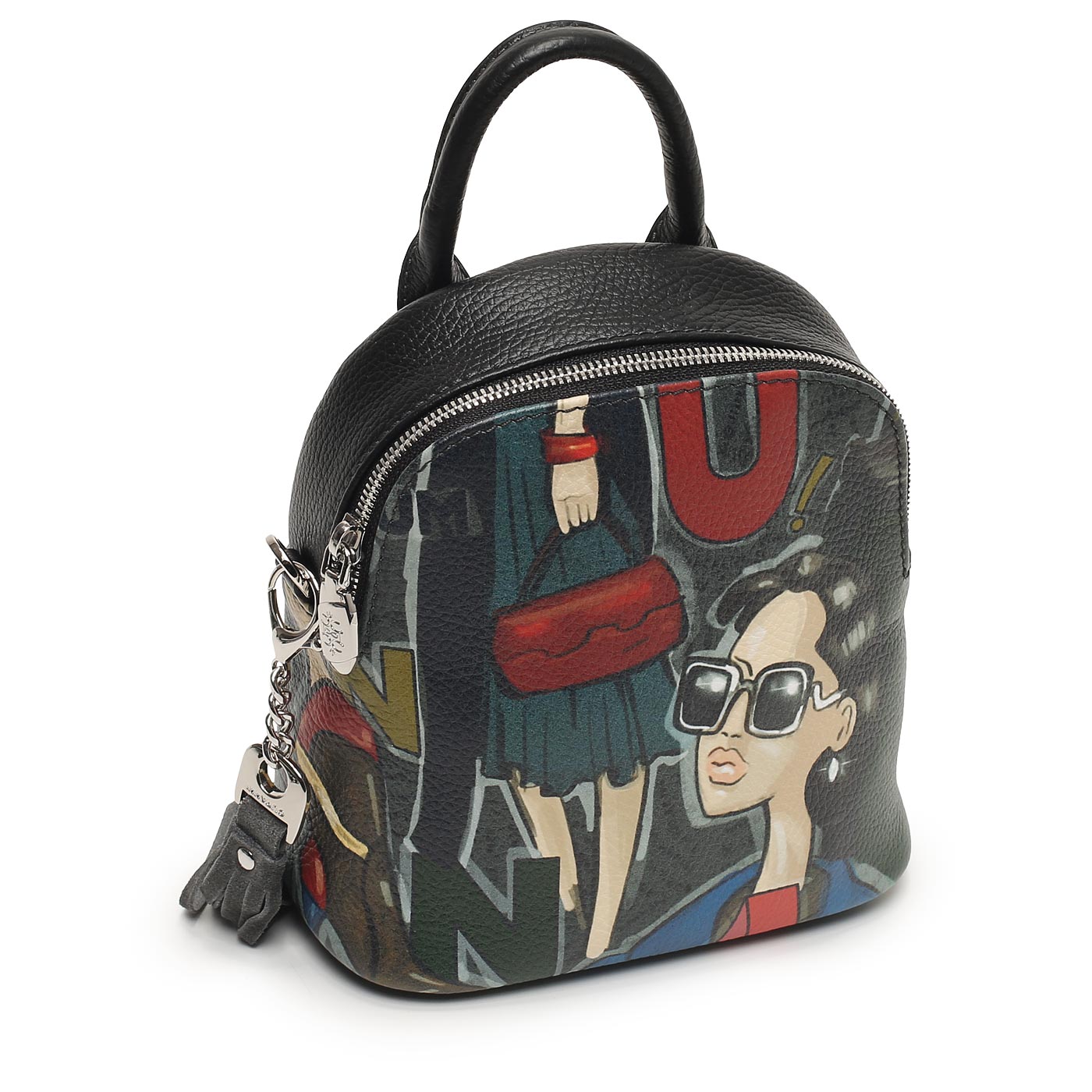 Кожаный рюкзак с принтом Curanni 