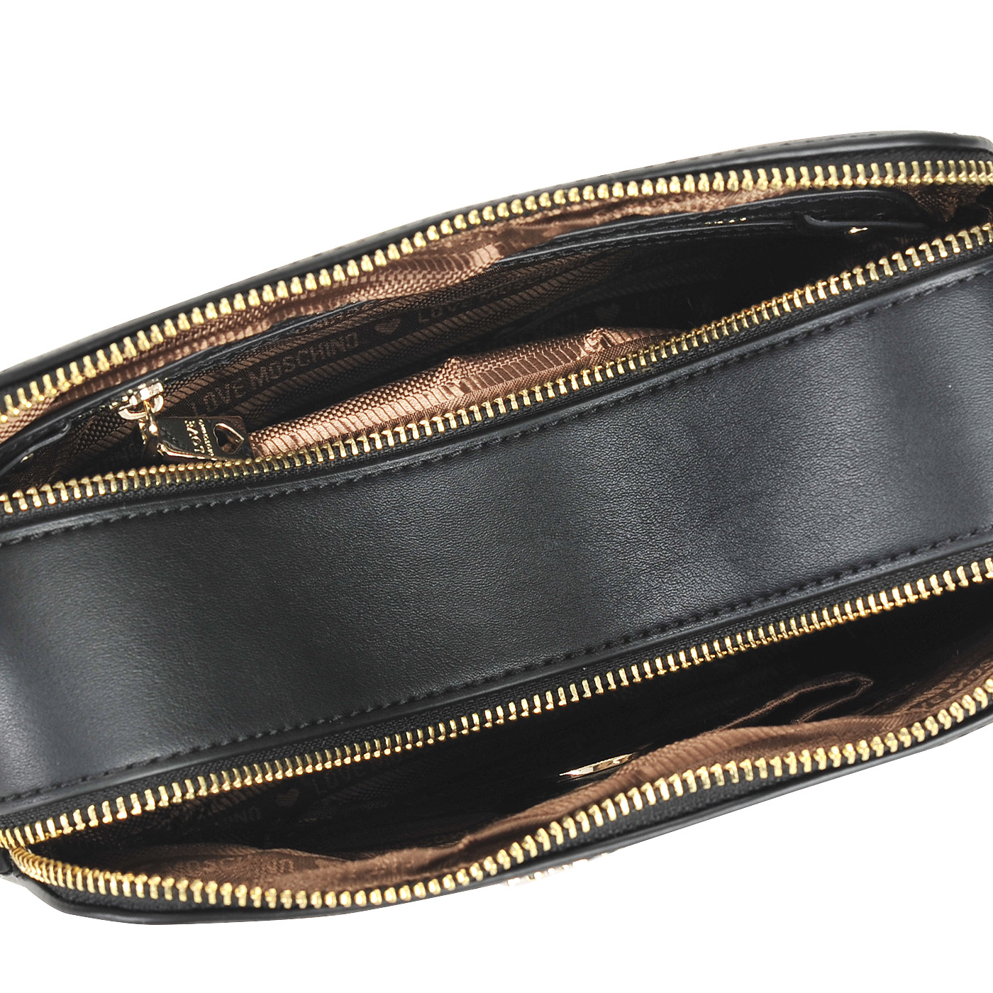 Черная сумка кросс-боди с аппликацией и съемным брелоком Love Moschino Girls  and  hearts