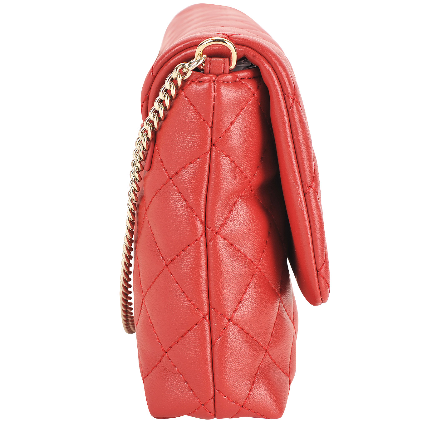 Маленькая красная стеганая сумка с откидным клапаном и цепочкой Love Moschino Evening bag