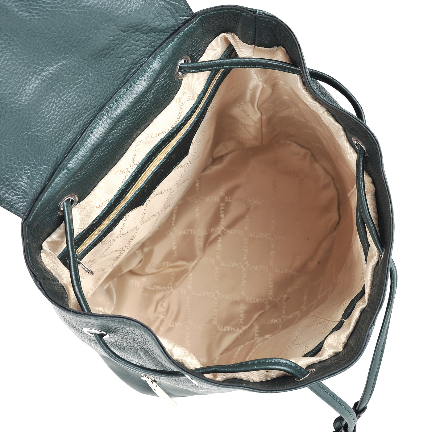 Женский рюкзак из зернистой зеленой кожи Chatte 