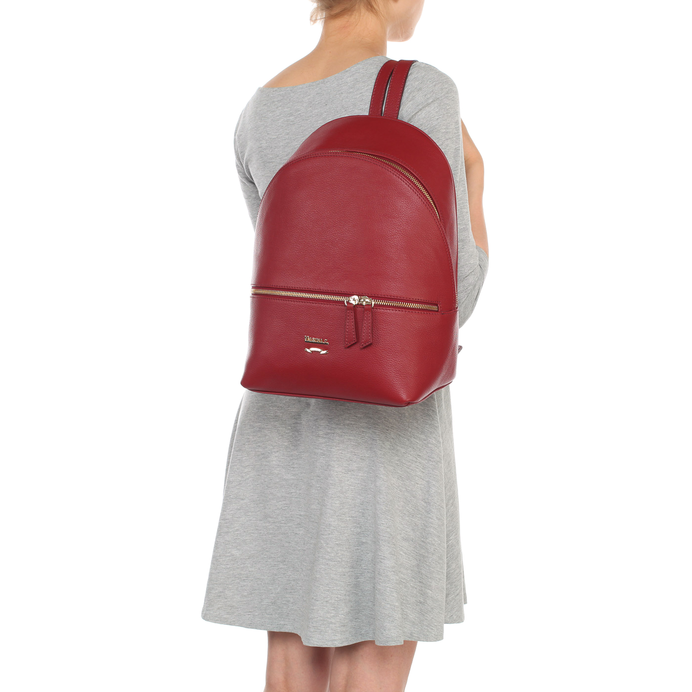 Вместительный бордовый рюкзак из натуральной кожи Marina Creazioni 