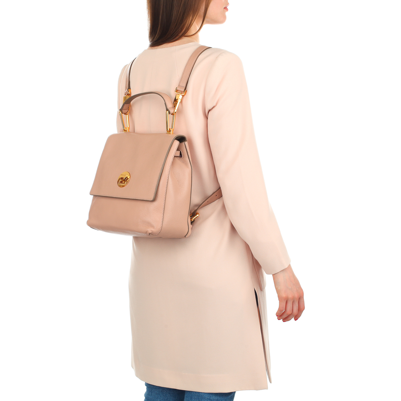 Кожаный женский рюкзак с откидным клапаном Coccinelle Liya