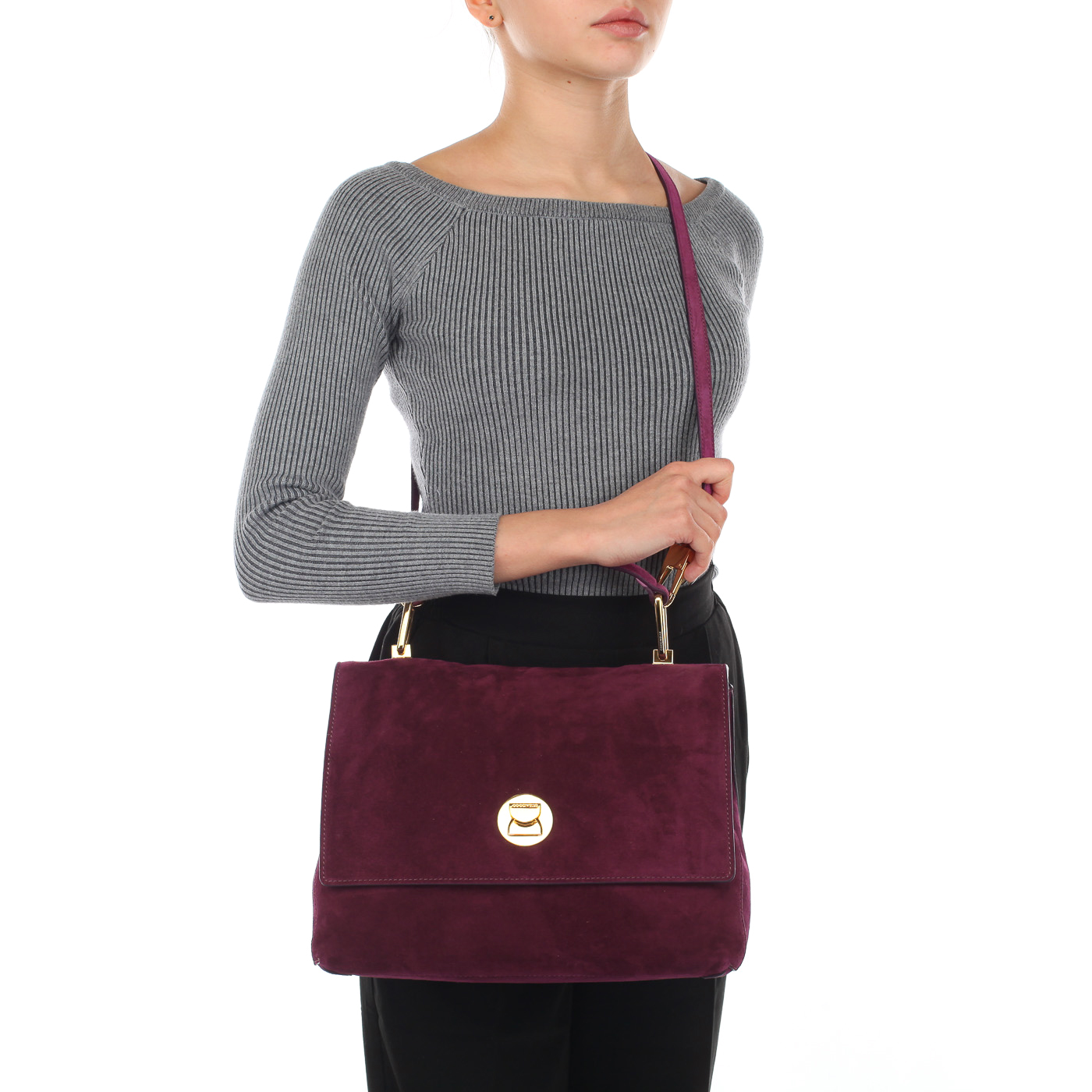 Вместительная женская сумка из натуральной замши Coccinelle Liya suede