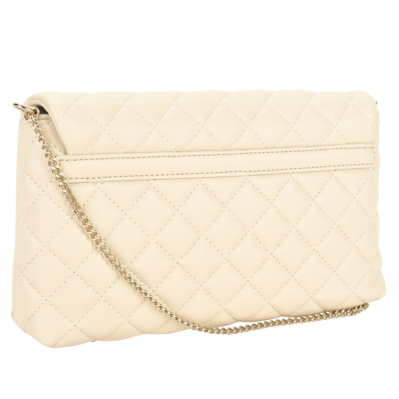 Маленькая бежевая стеганая сумка с откидным клапаном и цепочкой Love Moschino Evening bag