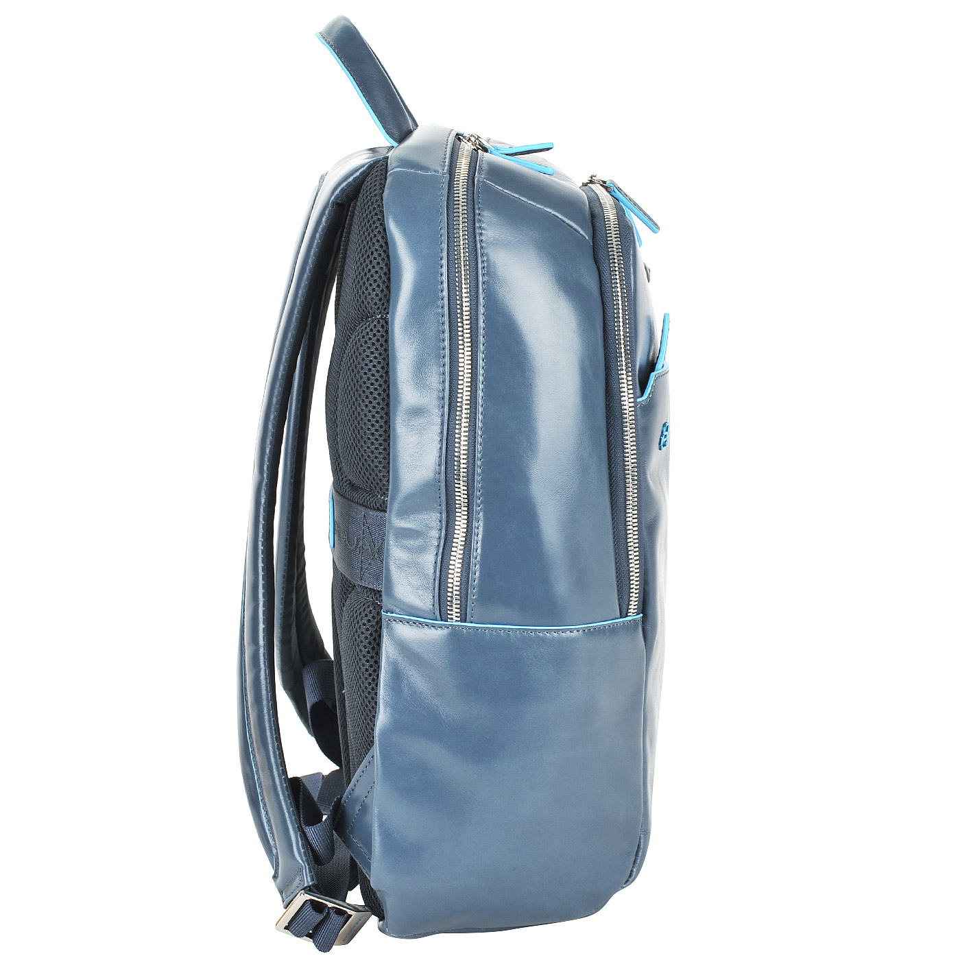 Вместительный кожаный рюкзак с двумя отделами Piquadro Blue square
