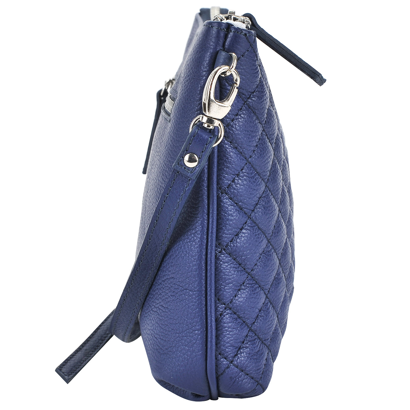 Стеганая кожаная сумка через плечо синего цвета Marina Creazioni 