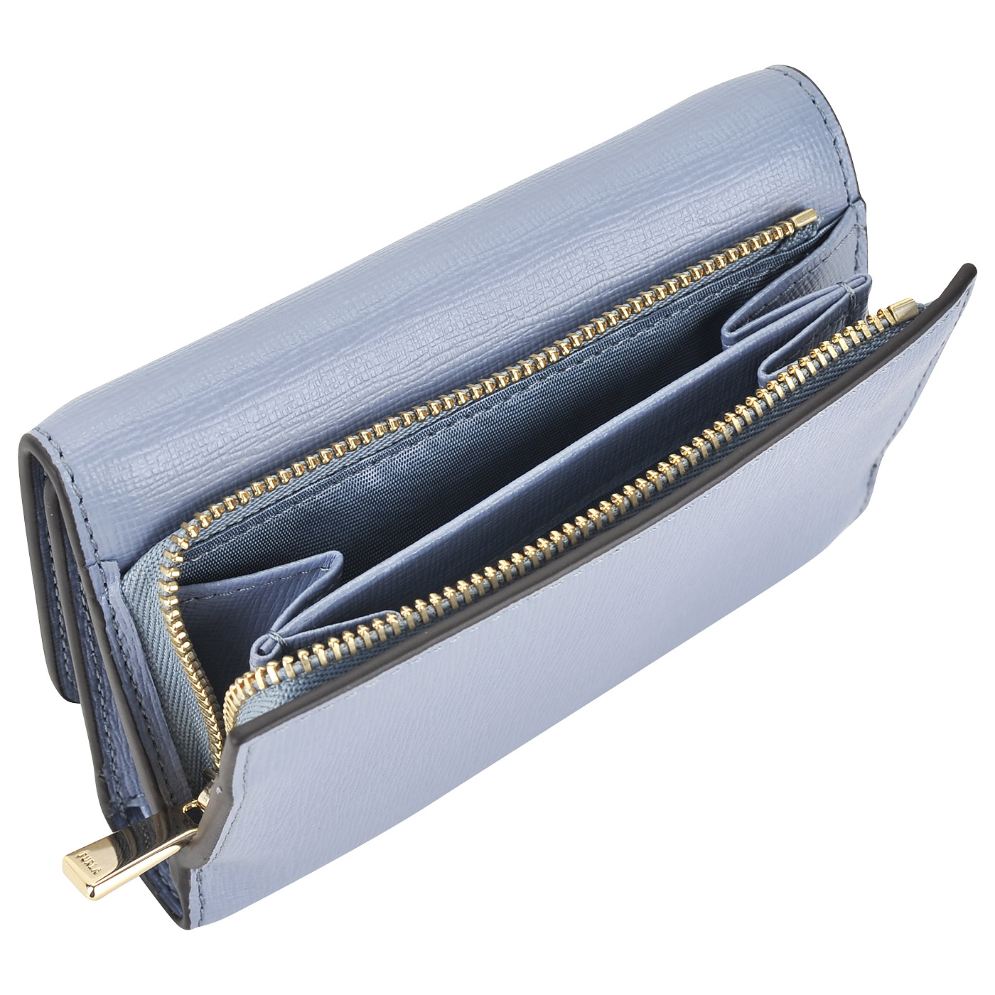 Серо-голубое портмоне из натуральной сафьяновой кожи Furla Babylon