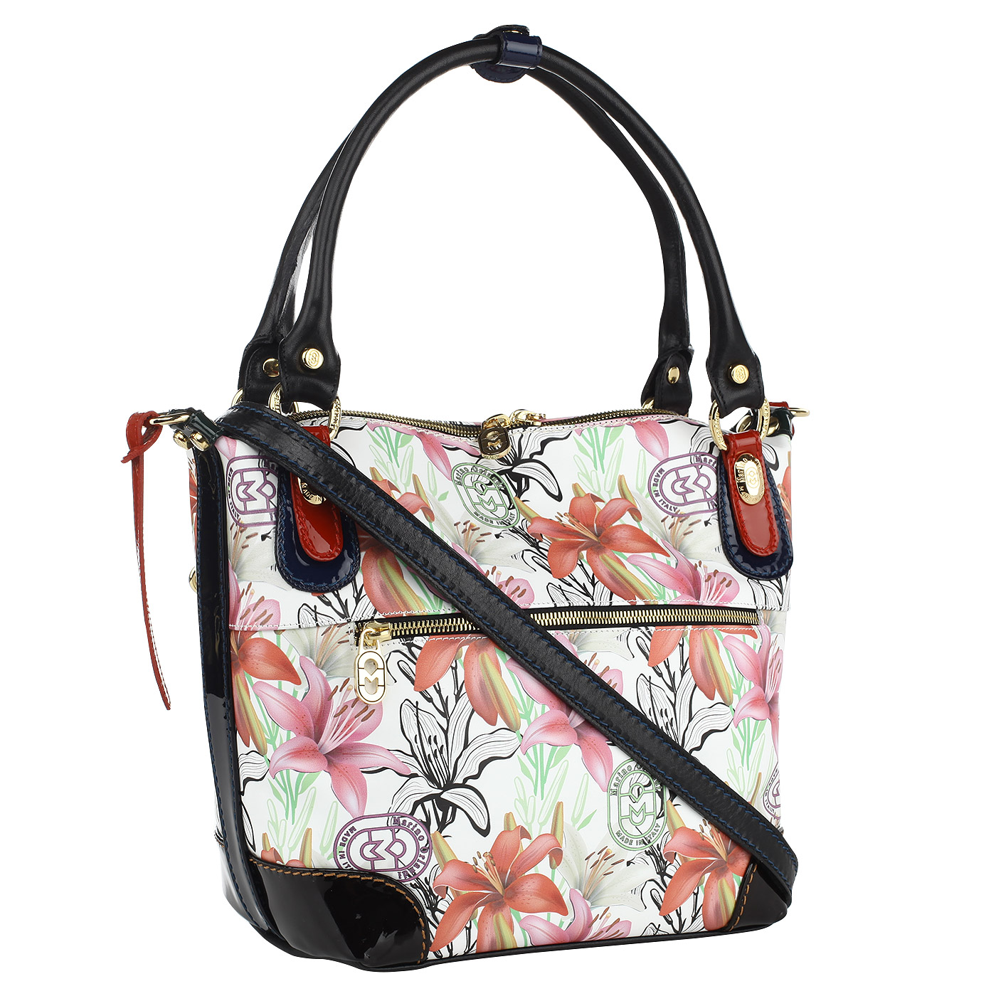 Женская кожаная сумочка с цветочным принтом Marino Orlandi 